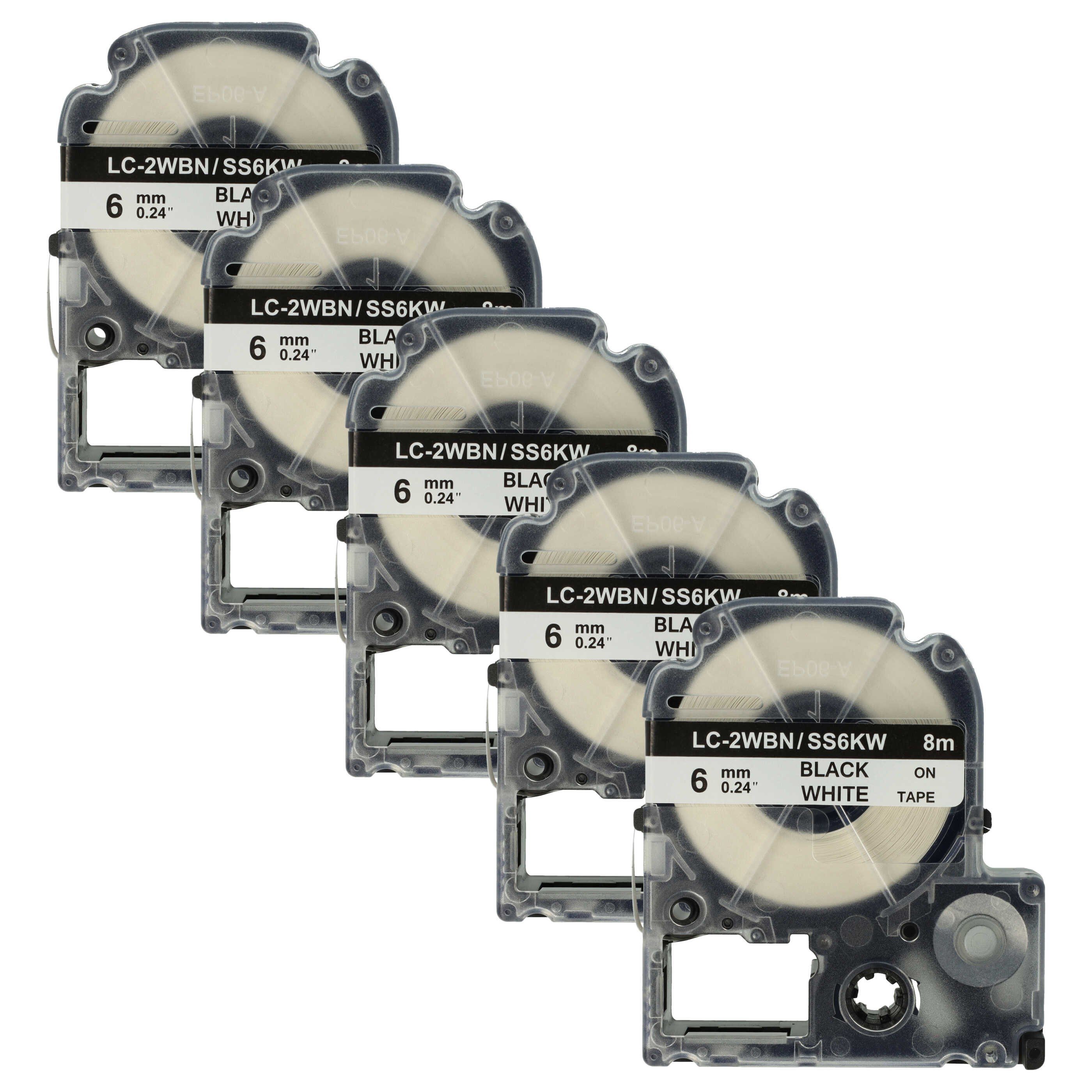 Beschriftungsband Ersatz für KingJim SS6KW für Beschriftungsgerät / Etikettendrucker