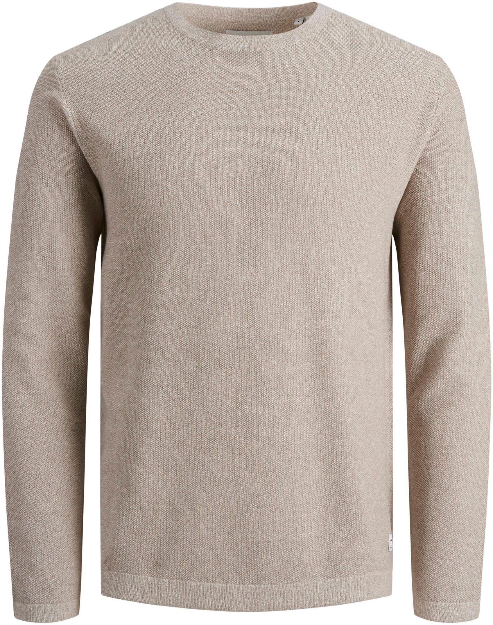 Jack & Jones GUSTAV beige CREW KNIT Rundhalspullover 6XL Größe bis