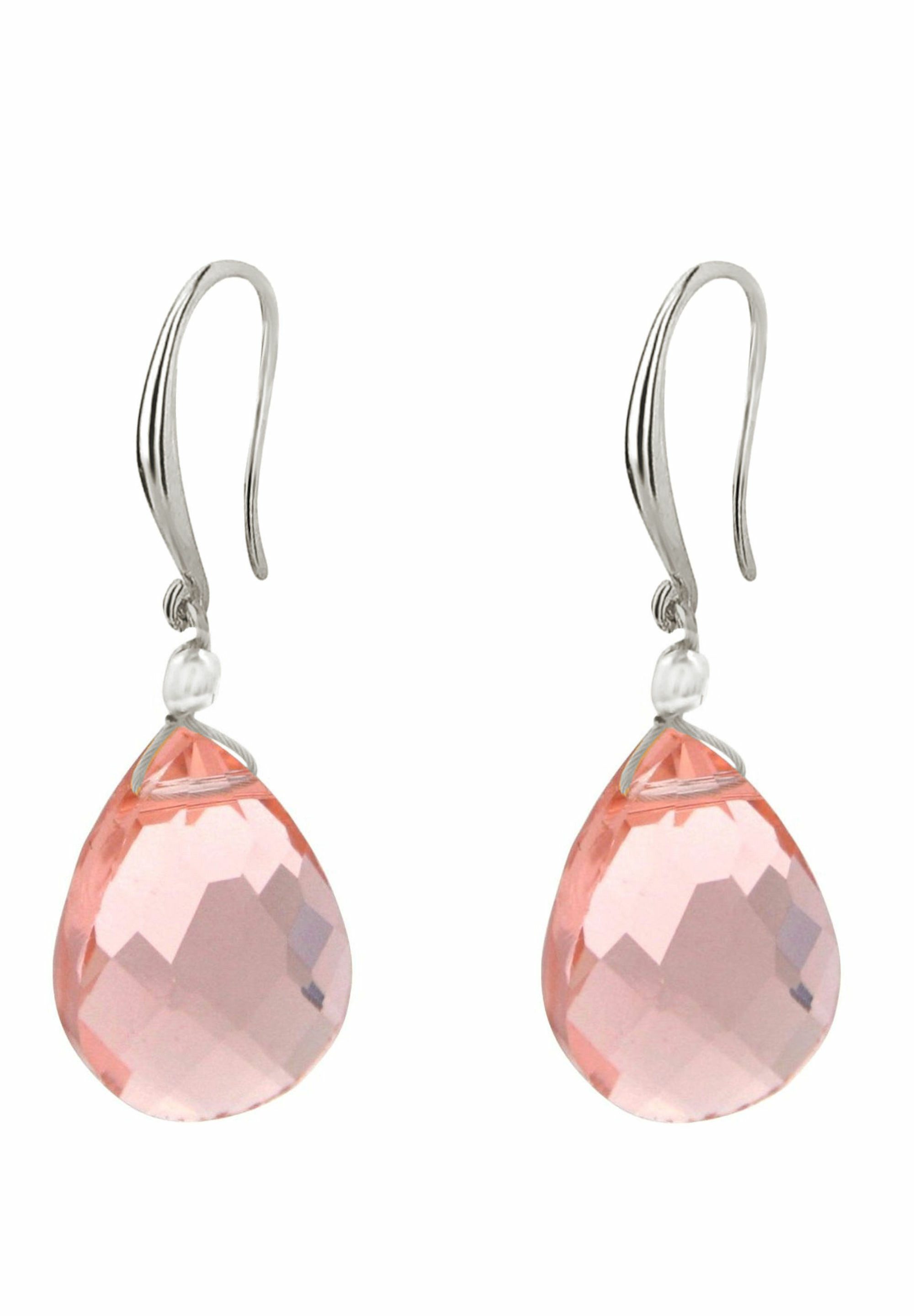 Gemshine Paar Ohrhänger Chalcedon - Rosenquarz Tropfen günstig online kaufen