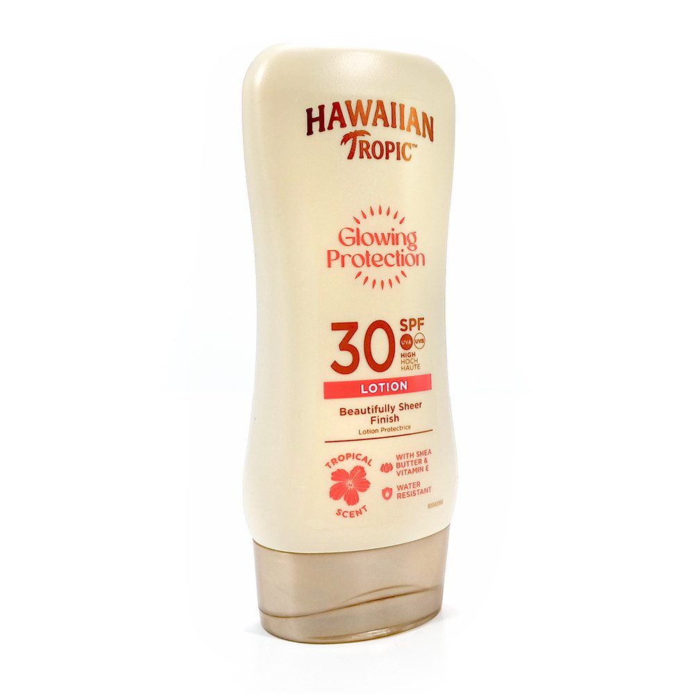 Hawaiian Tropic Sonnenschutzlotion Glowing Protection Sun Lotion LSF 30 (180 ml), mit transparenten Finish Glow
