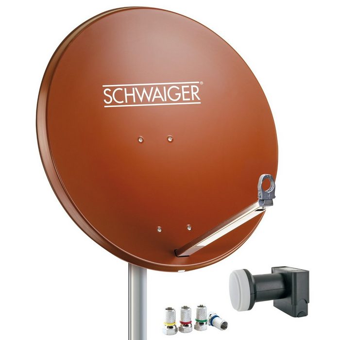 Schwaiger 714555 SAT-Antenne (75 cm Aluminium Quad LNB ziegelrot)