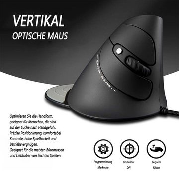 BEARSU »2.4G Wireless Vertikale Ergonomische Maus Aufladbare kabellose Funkmaus Ergo für Windows PC Laptop Optische Vertical Ergonomic Mouse mit 1000/1600/2400 DPI, 6 Tasten, Rechtshänder« ergonomische Maus