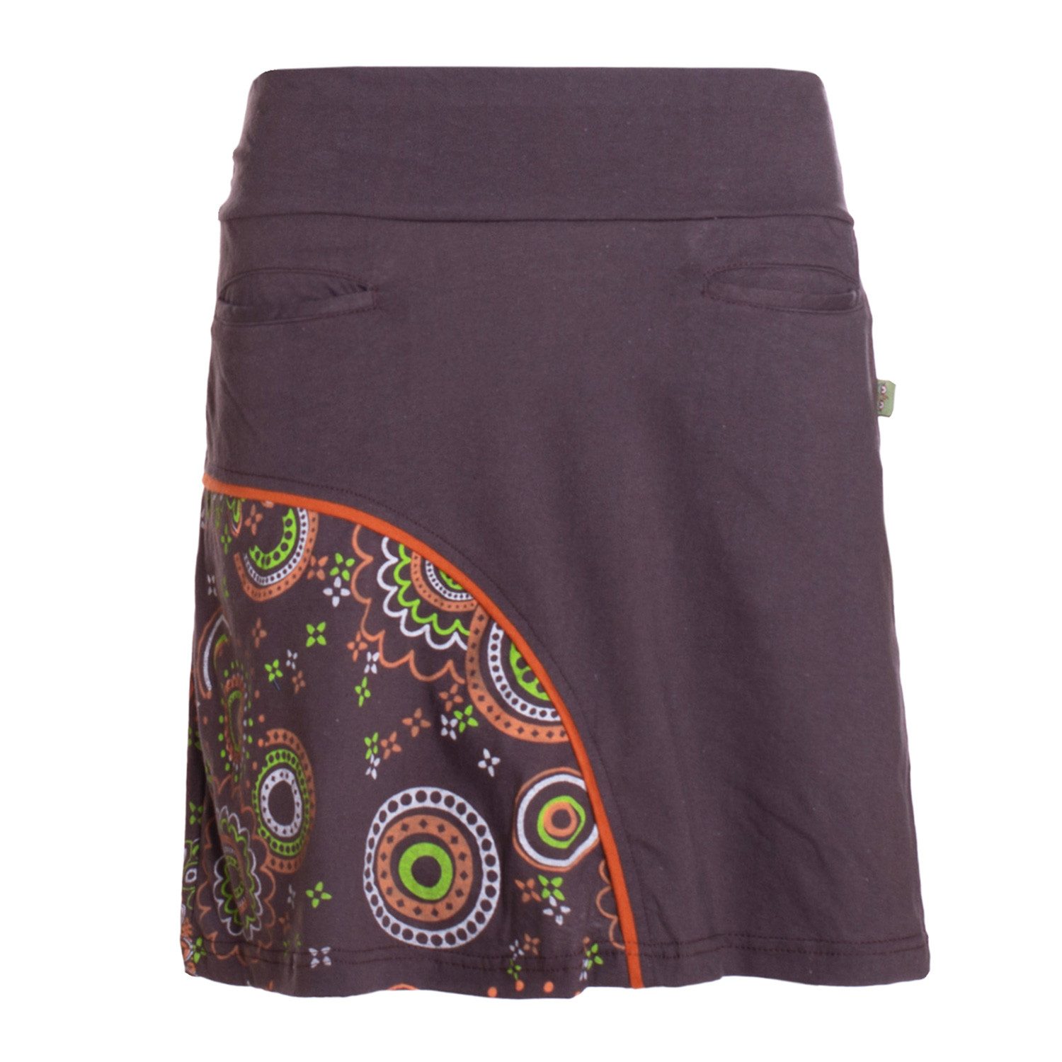 Minirock Damen A-Linie Baumwolle Mandala-Muster elastischer Bund mit Taschen