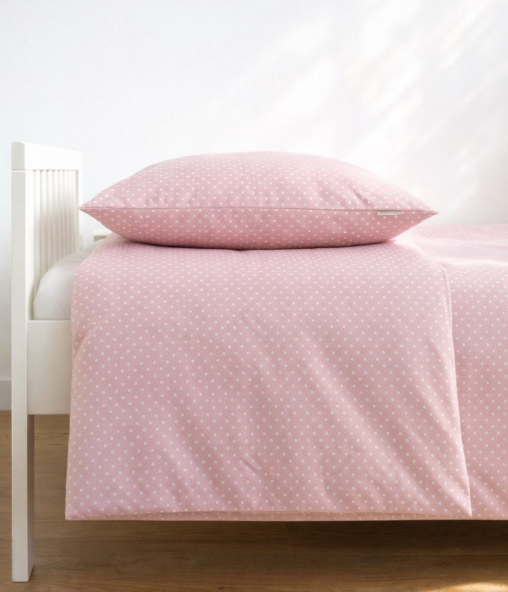 Loolay Bettwäsche Punkte ROSA Altrosa Babybettwäsche Kinderbettwäsche Jugendbettwäsche, Alle gängigen Bettgrößen für Kinder, Jugend und Erwachsene!, Bettbezug