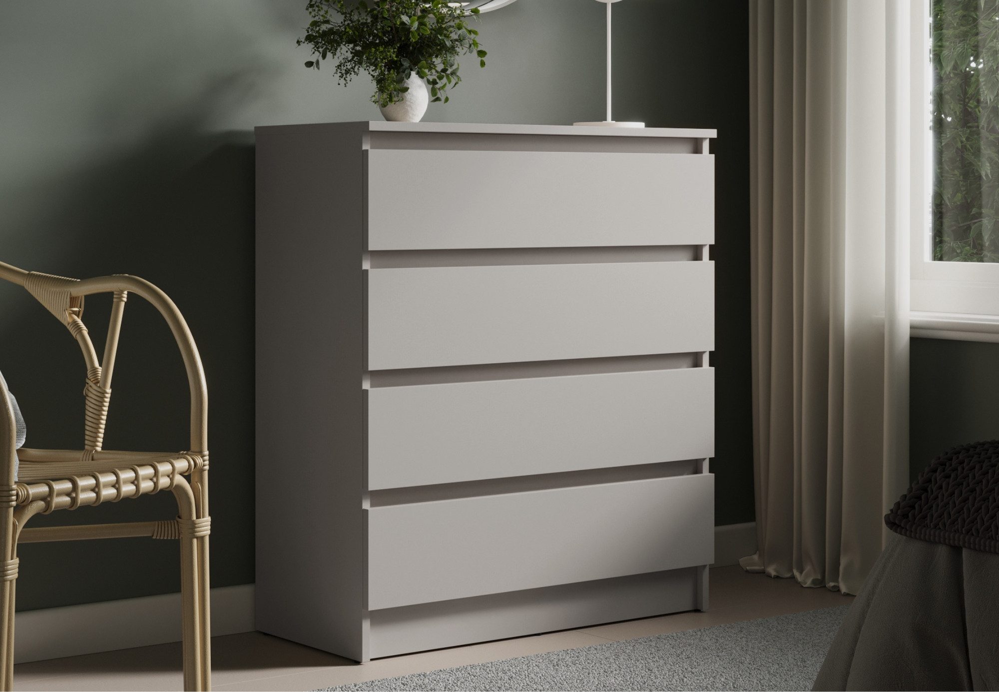 Home Collective Kommode mit 4 Schubladen Kommode schmal Holz Schrank (Highboard Anrichte Schlafzimmer Wohnzimmer Flur Büro Organizer), Kommode 76 cm breit Schrank mit Schubladen Sideboard Kaschmir