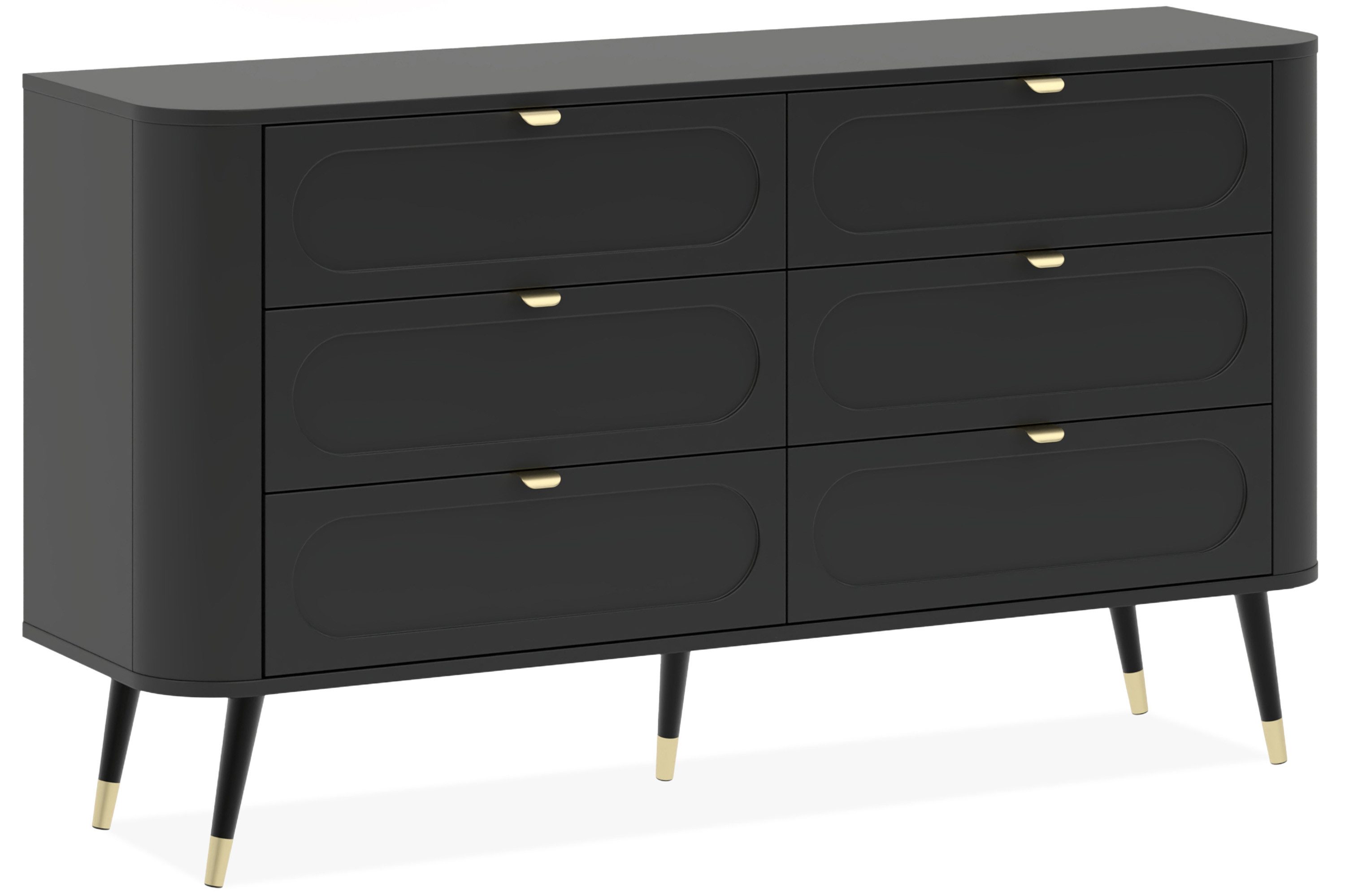 KONSIMO® Schubkastenkommode LONA Kommode, Sideboard, hergestellt in der EU, subtile Rundungen, satinierte Oberfläche, viel Stauraum