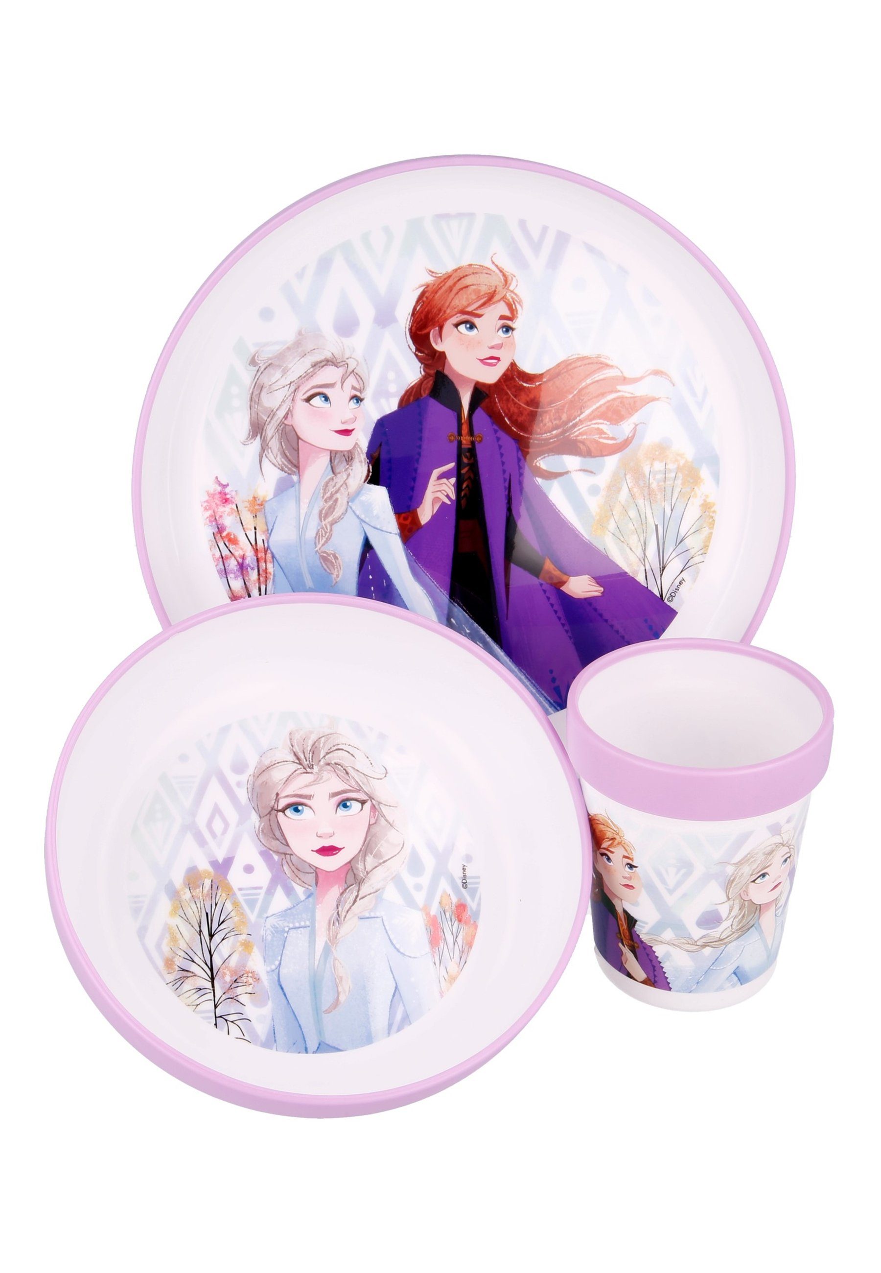 Disney Frozen Kindergeschirr-Set Elements Kinder Geschirr-Set Teller Schale  Becher Geschenk-Set (3-tlg), BPA-Frei