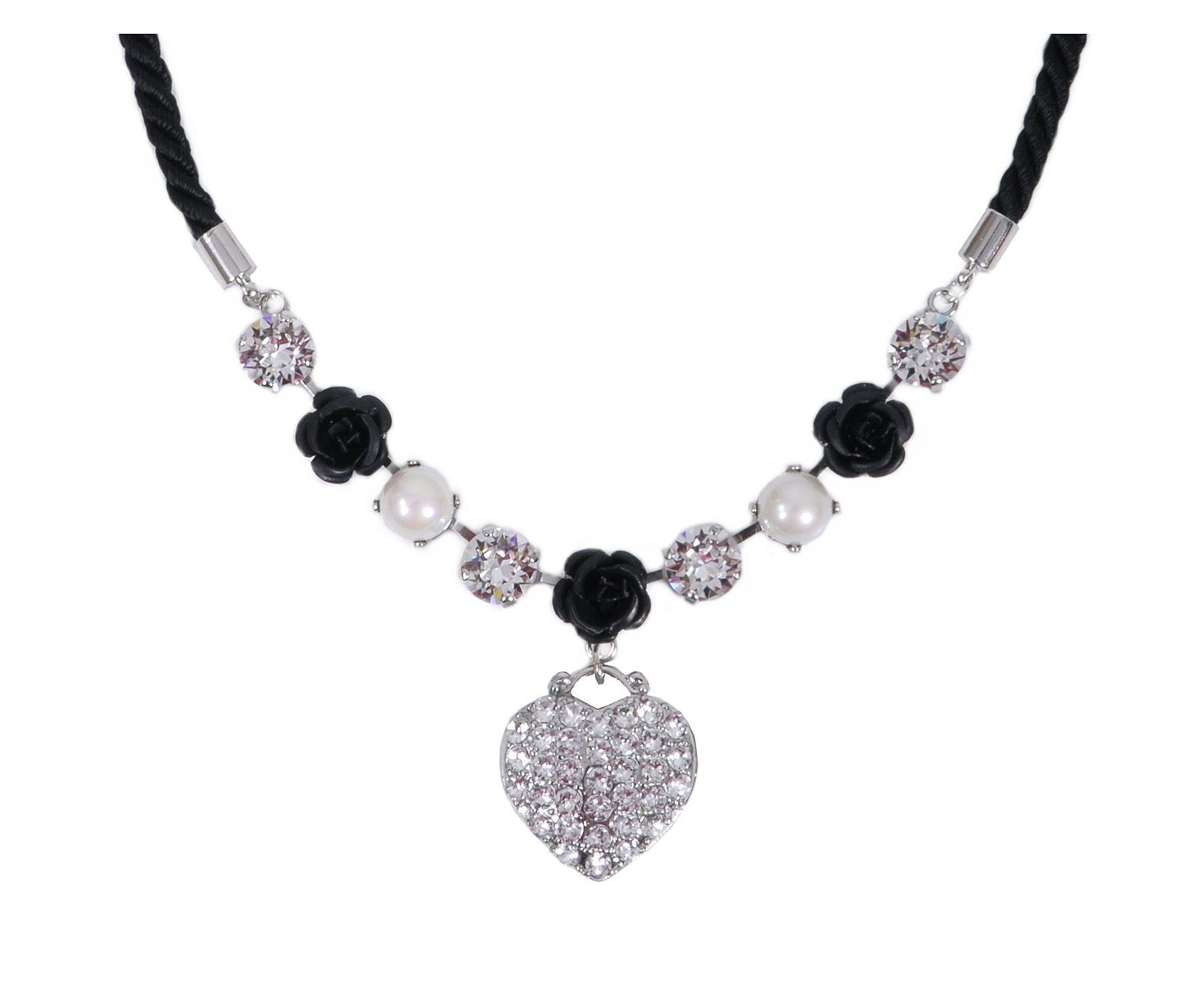 Moschen-Bayern Herzkette Trachtenkette Dirndlkette Trachtenschmuck Trachtenherz Herzkette Rose, Schmucksteine Swarovski-Kristall