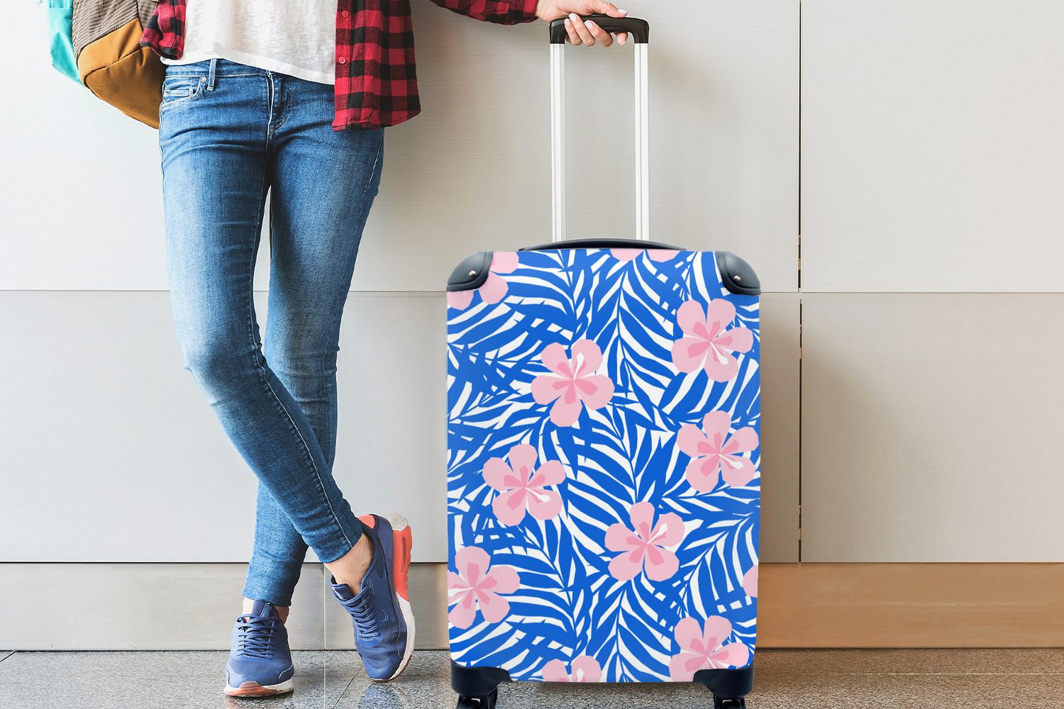 Handgepäckkoffer Trolley, Hawaii mit Reisetasche Handgepäck - Rollen, - - Muster, rollen, für MuchoWow 4 Reisekoffer Ferien, Tropisch Blüte