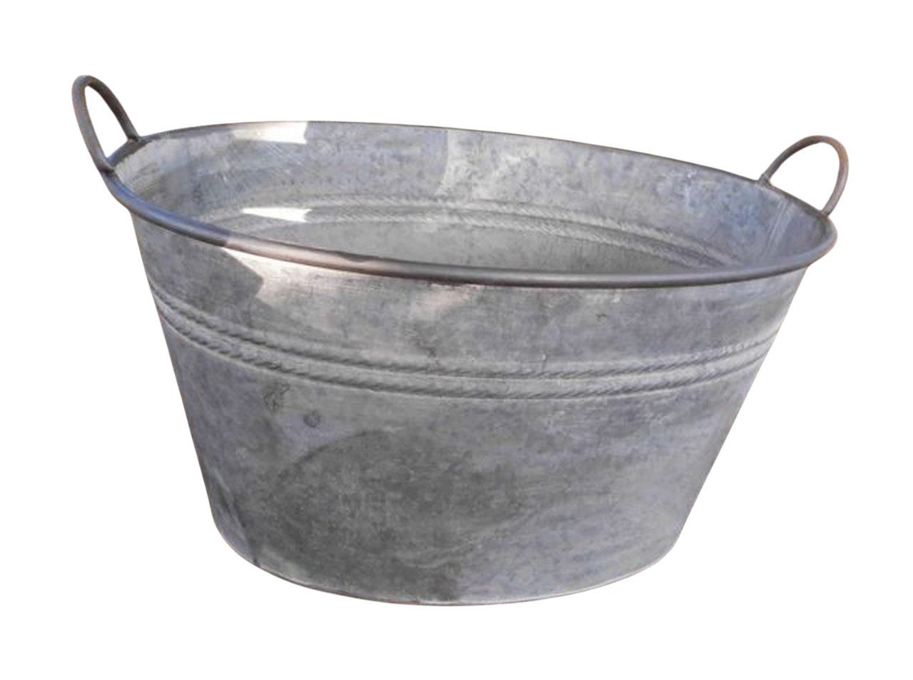 Deko-Impression Pflanzkübel Große Zinkwanne Pflanztopf Zinkbottich Blumentopf 54 cm Grau (1 St)
