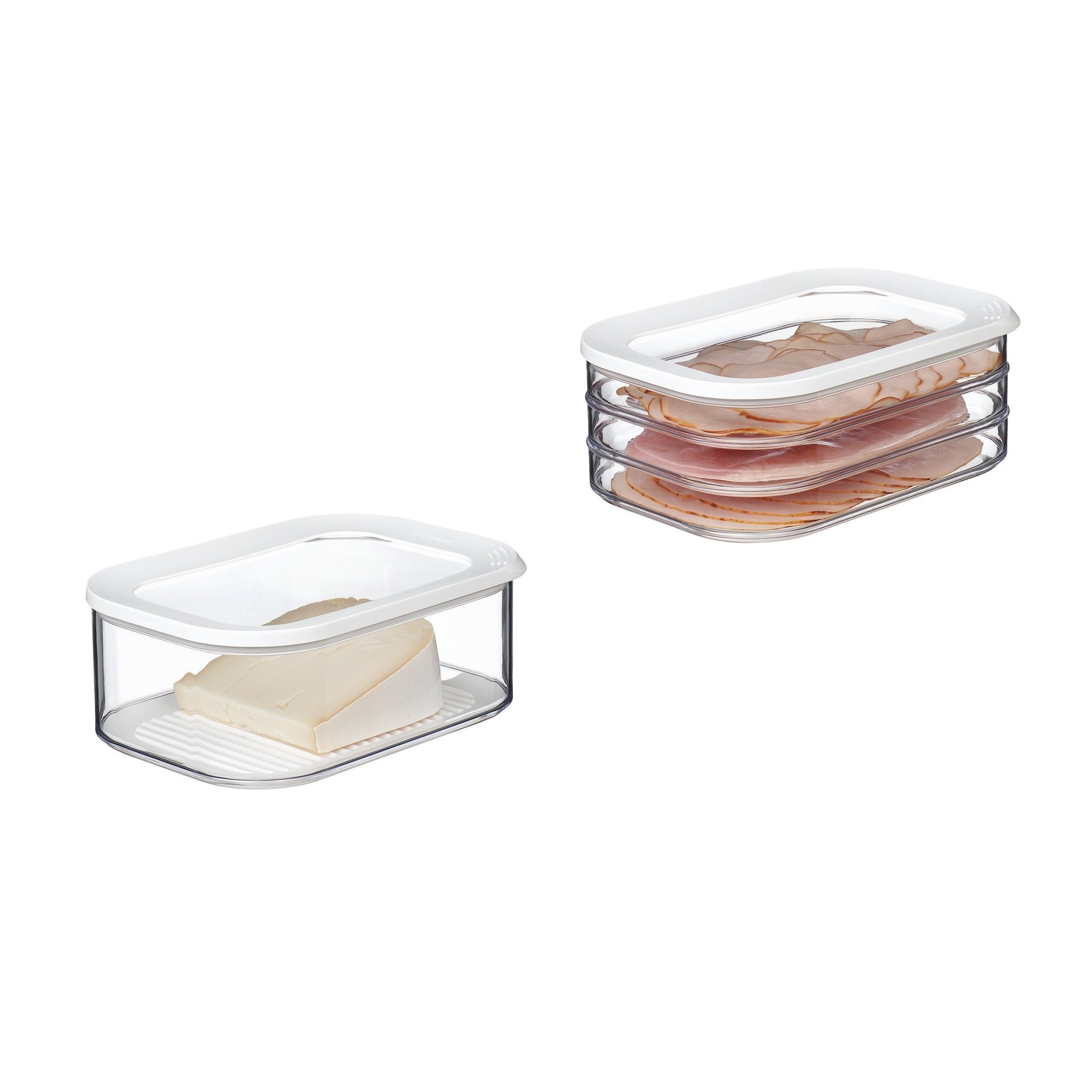 Mepal Vorratsdose Käse- und Wurstdosen-Set mit Anti-Kondensationseinsatz, luftdicht, Styrol-Acrylnitril (SAN), Polyethylen (PE), Spülmaschinenfest, Farbe: Weiß