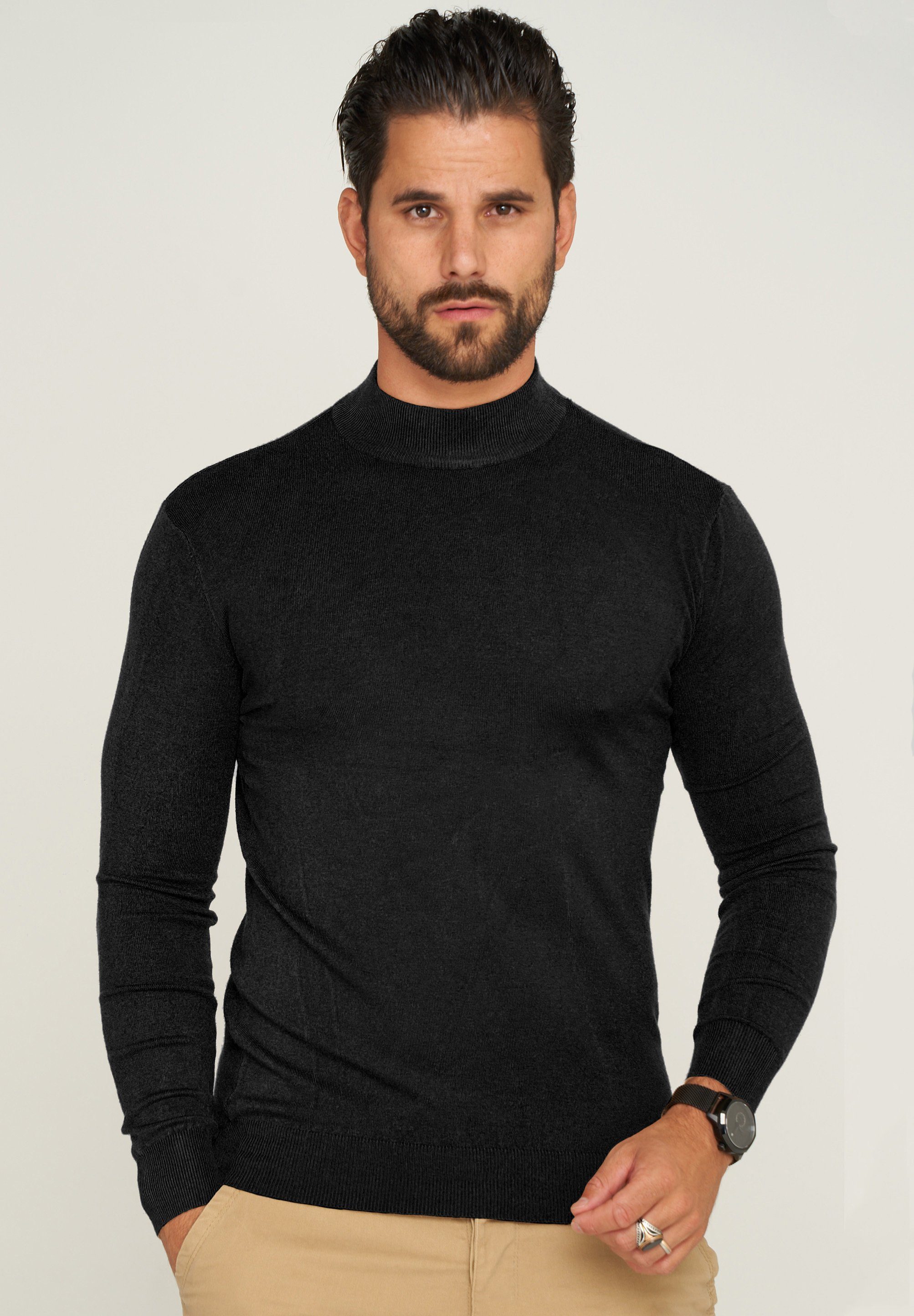 behype Rollkragenpullover BHFLORO Feinstrick Stehkragen-Pullover