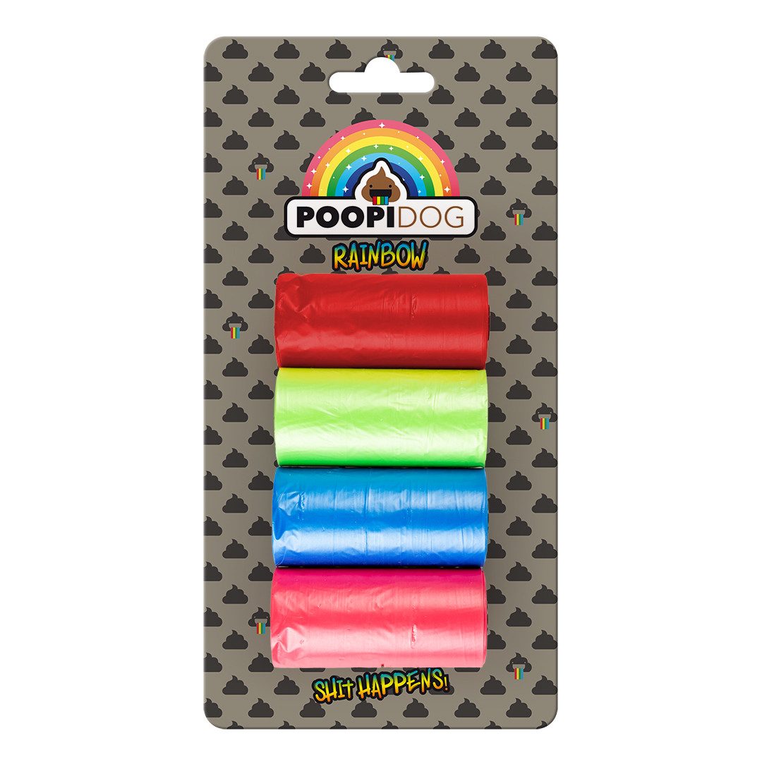 Hundetoilette Poopidog Hundekotbeutel Rainbow - 4 x 20 Stück