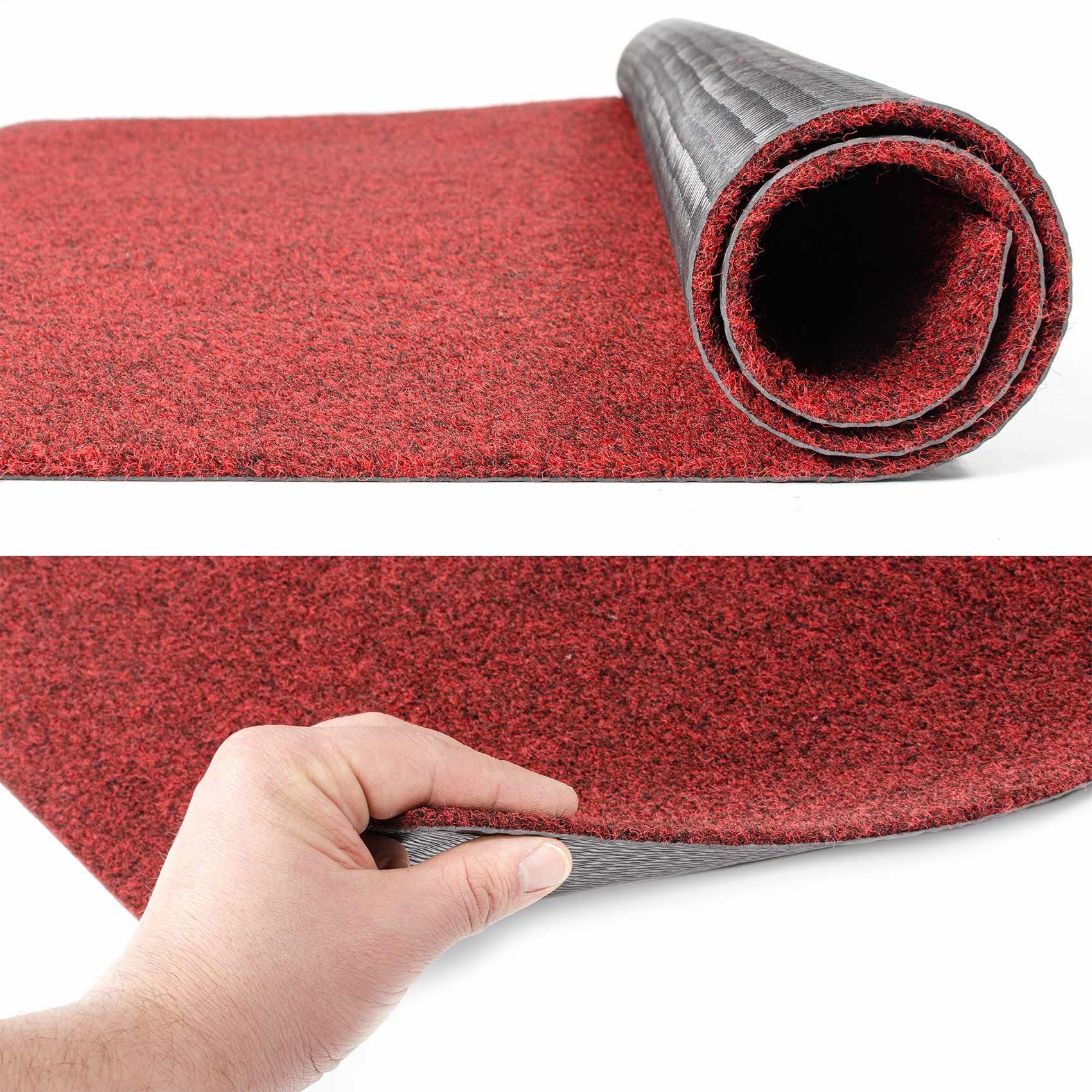 ANRO Läufer Teppichläufer POET Sauberlaufmatte Fußmatte Teppich Läufer, eckig, Höhe: 5 mm, Bodenläufer 100x100cm Meliert Rot Breite 100cm