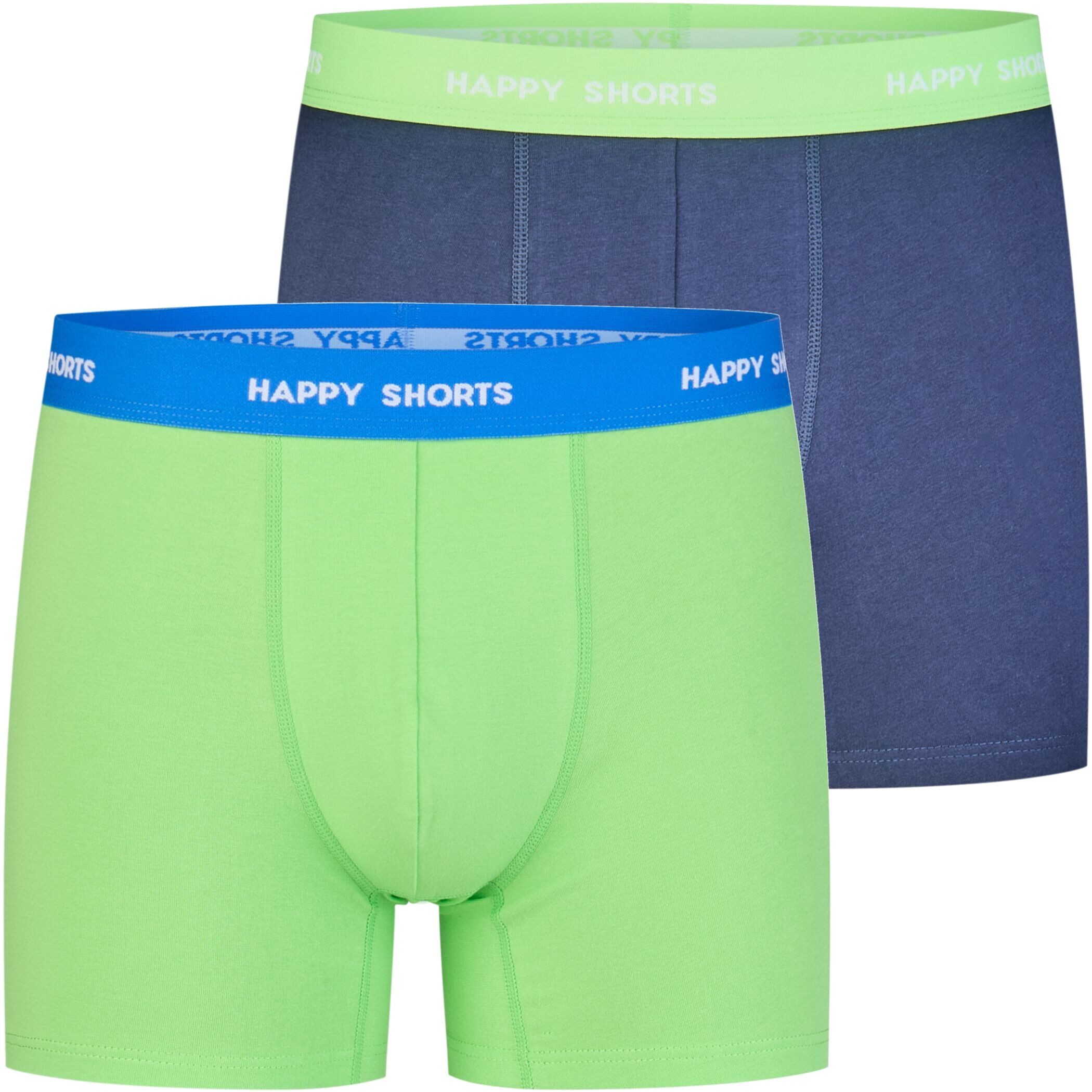 HAPPY SHORTS Trunk 2 Happy Shorts Jersey Trunk Herren Boxershorts Pant Neon Grün Navy (1-St)