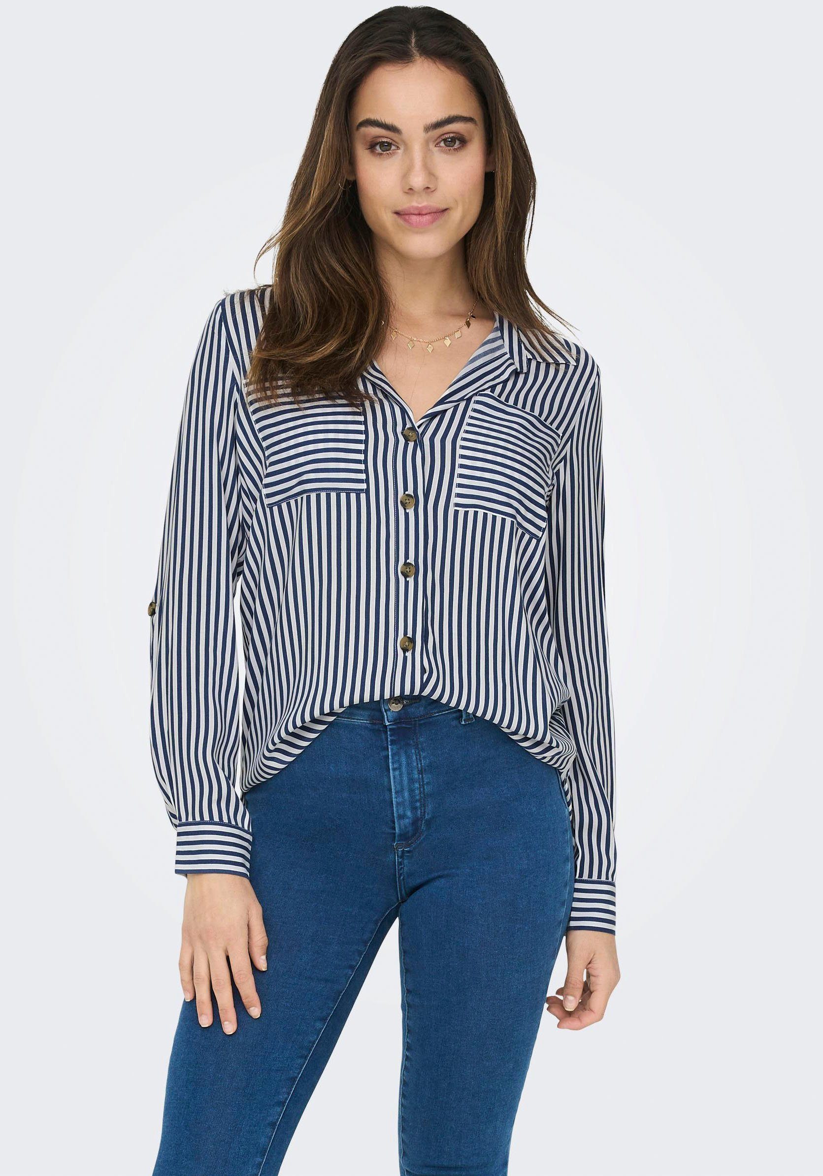 WVN NOOS ONLYASMIN ONLY Stripes Peacoat SHIRT L/S Hemdbluse