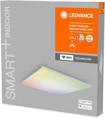 Ledvance LED Deckenleuchte Smarte LED Deckenleuchte, Panel für Innen mit WiFi, LED fest integriert, Abstimmbares Weiß, RGB, Farbwechsel, Dimmbar, RGB