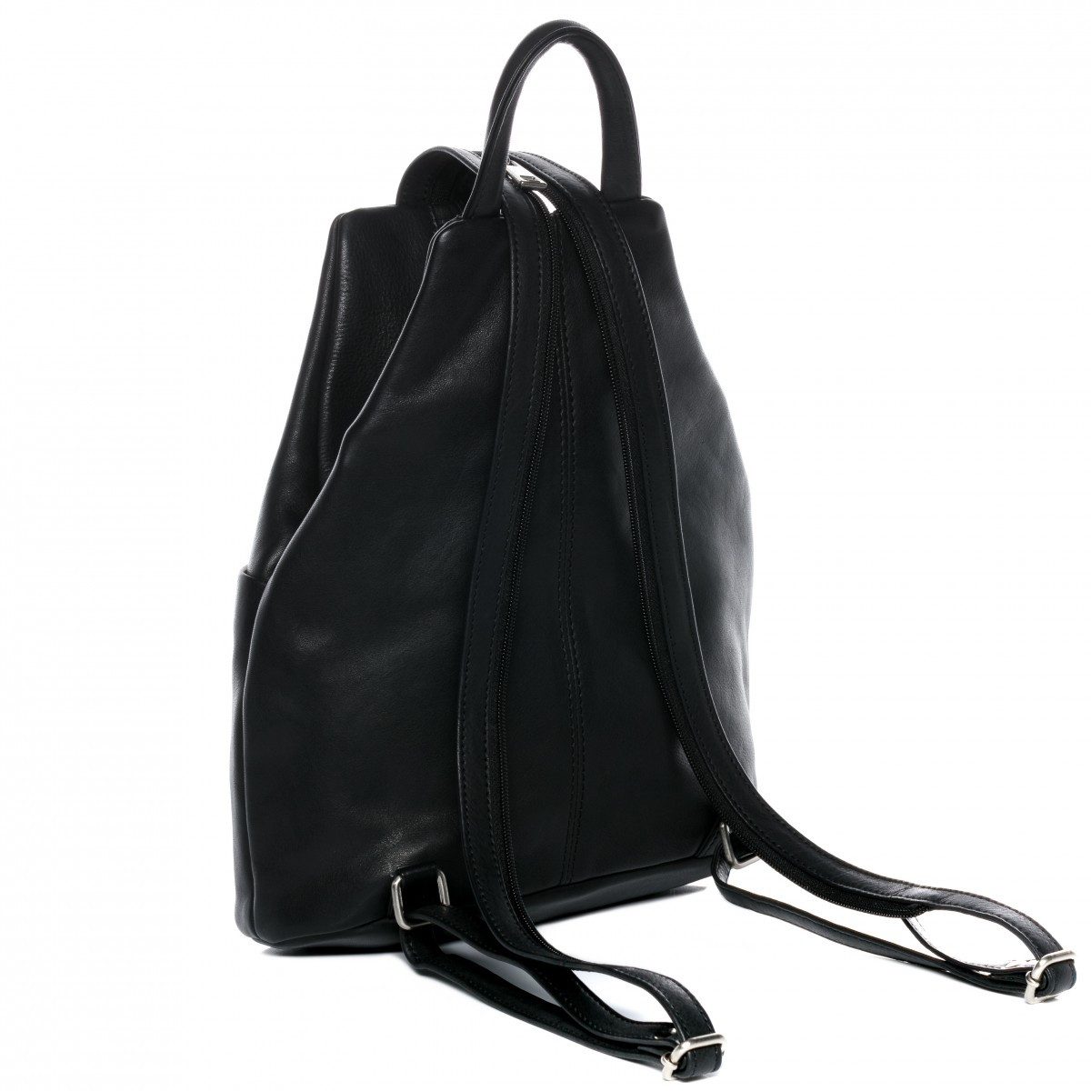 BACCINI Rucksack echt Leder Rucksack groß Ledertasche schwarz EMILIA, Cityrucksack Echtleder, Leder-Rucksack Daypack Damen schwarz