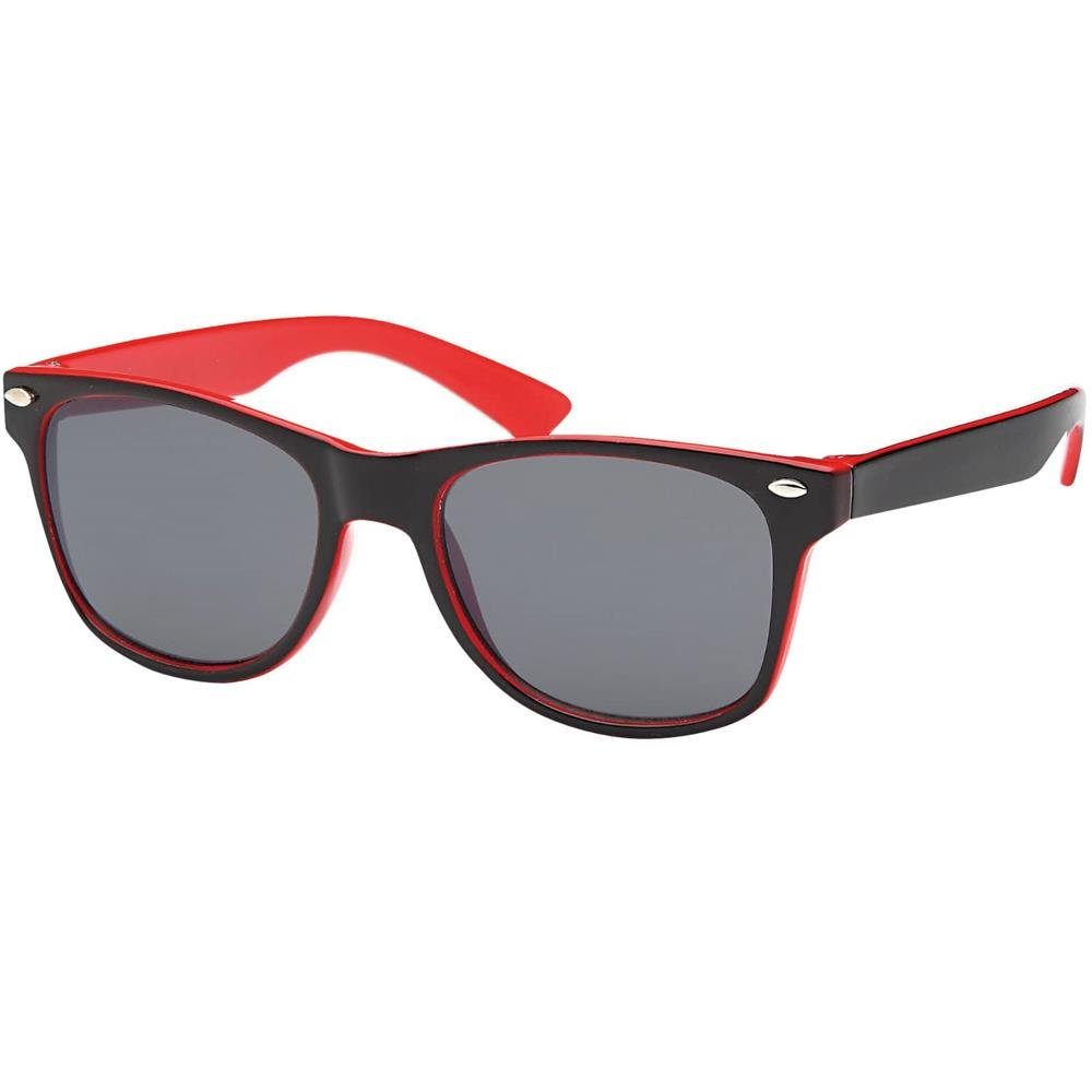 BEZLIT Eyewear Wayfarer Kinder Sonnenbrille mit (1-St) Jungen Schwarz/Rot Linsen schwarzen Mädchen