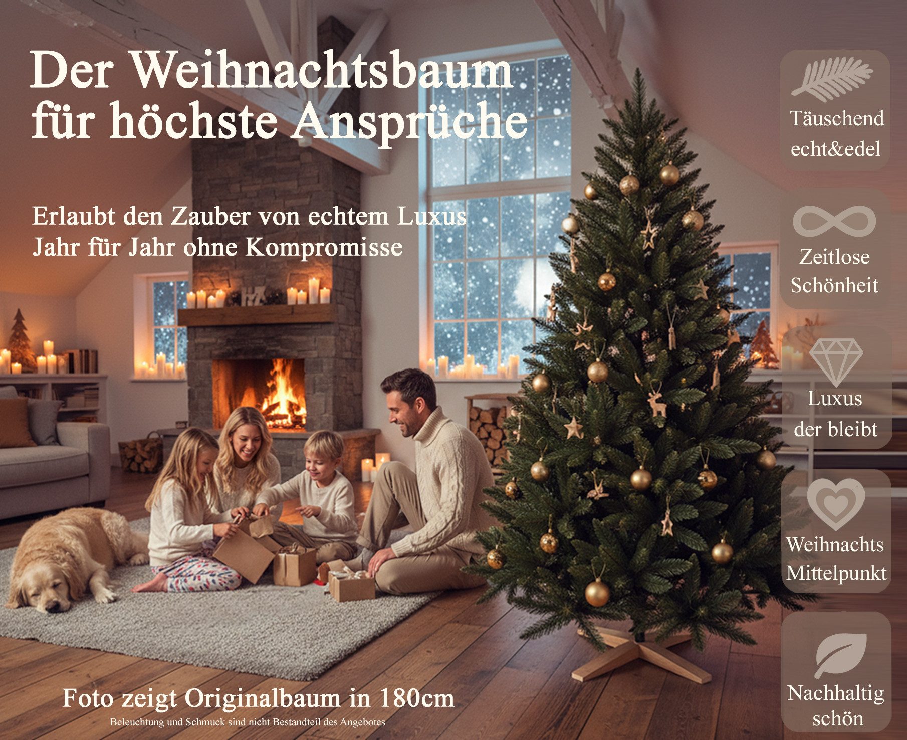 Cox Swain Künstlicher Weihnachtsbaum Realistische Optik, pflegeleichter Tannenbaum 3D PVC Nadelkleid, 150/180/210/240 cm auswählbar, Naturgetreue Optik, wiederverwendbar, einfache Montage