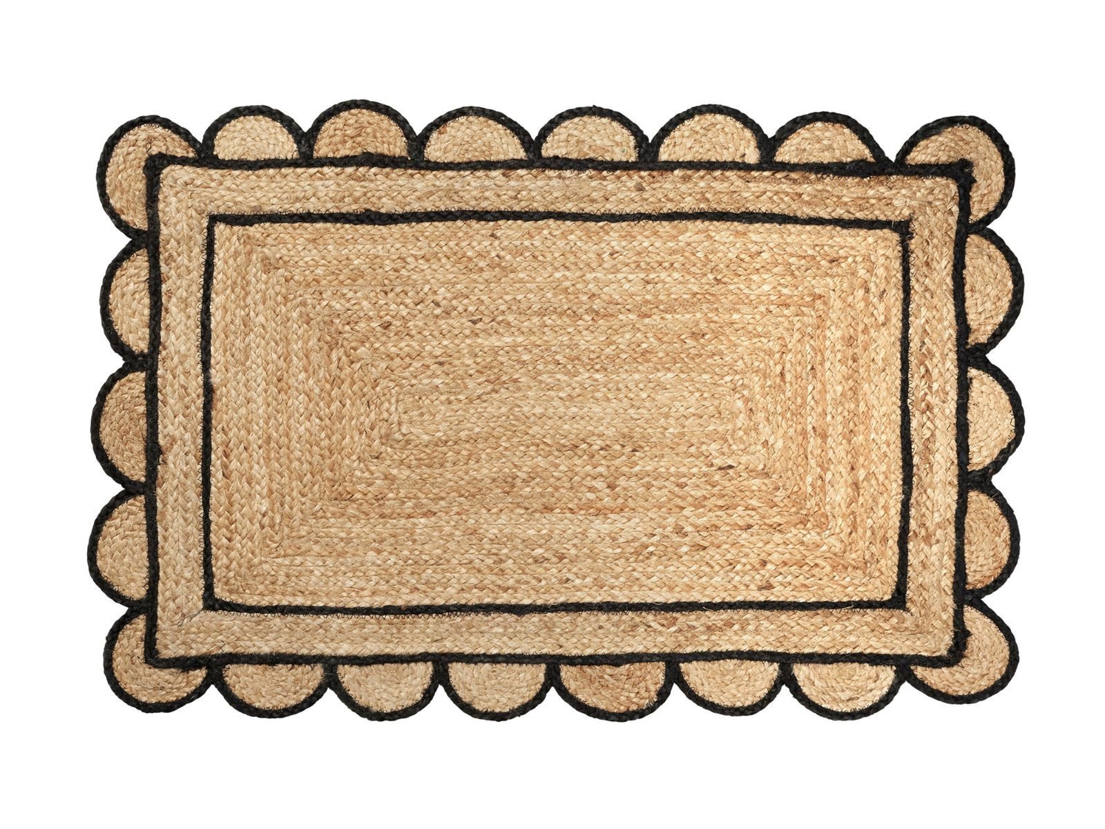 Broste Copenhagen Fußmatte Scallop Fußabtreter black/natural 60x90cm, Fußmatten