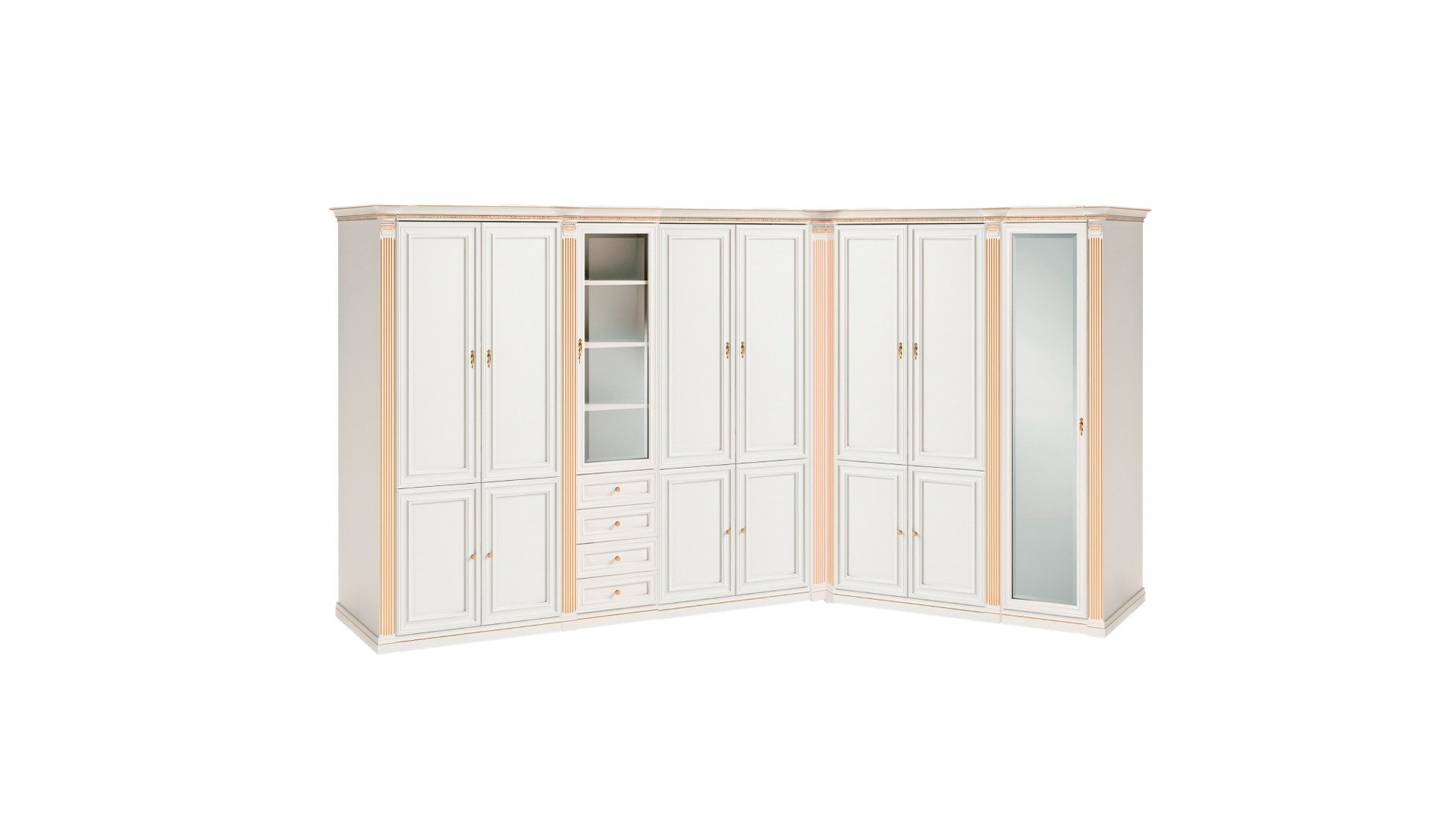 JVmoebel Eckschrank Weißer Spiegelschrank aus robustem Holz mit elegantem Design (Eckschrank) Made in Europa