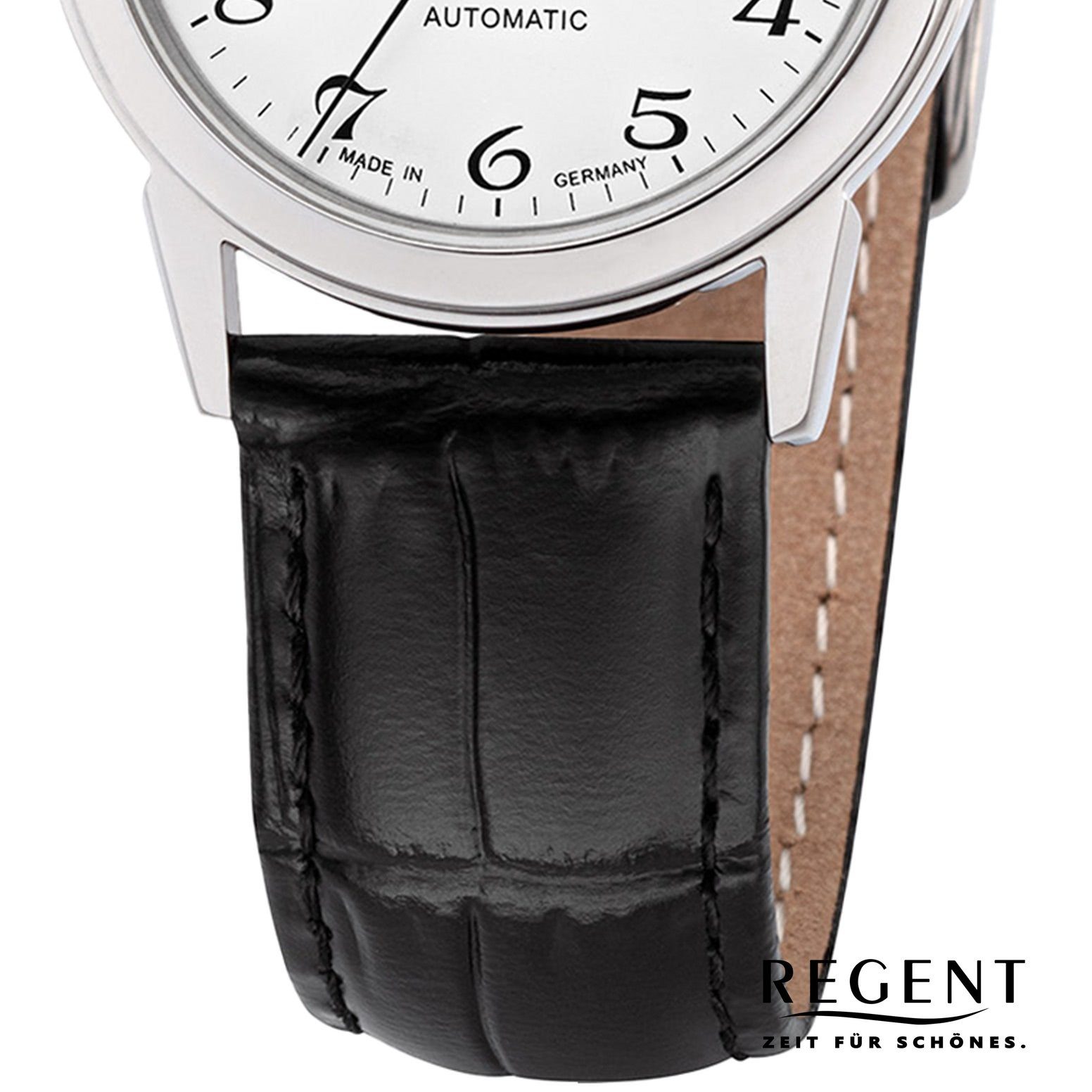 Regent Quarzuhr Lederbandarmband Armbanduhr Regent mittel Damen rund, (ca. Armbanduhr Damen Analoganzeige, 32mm)