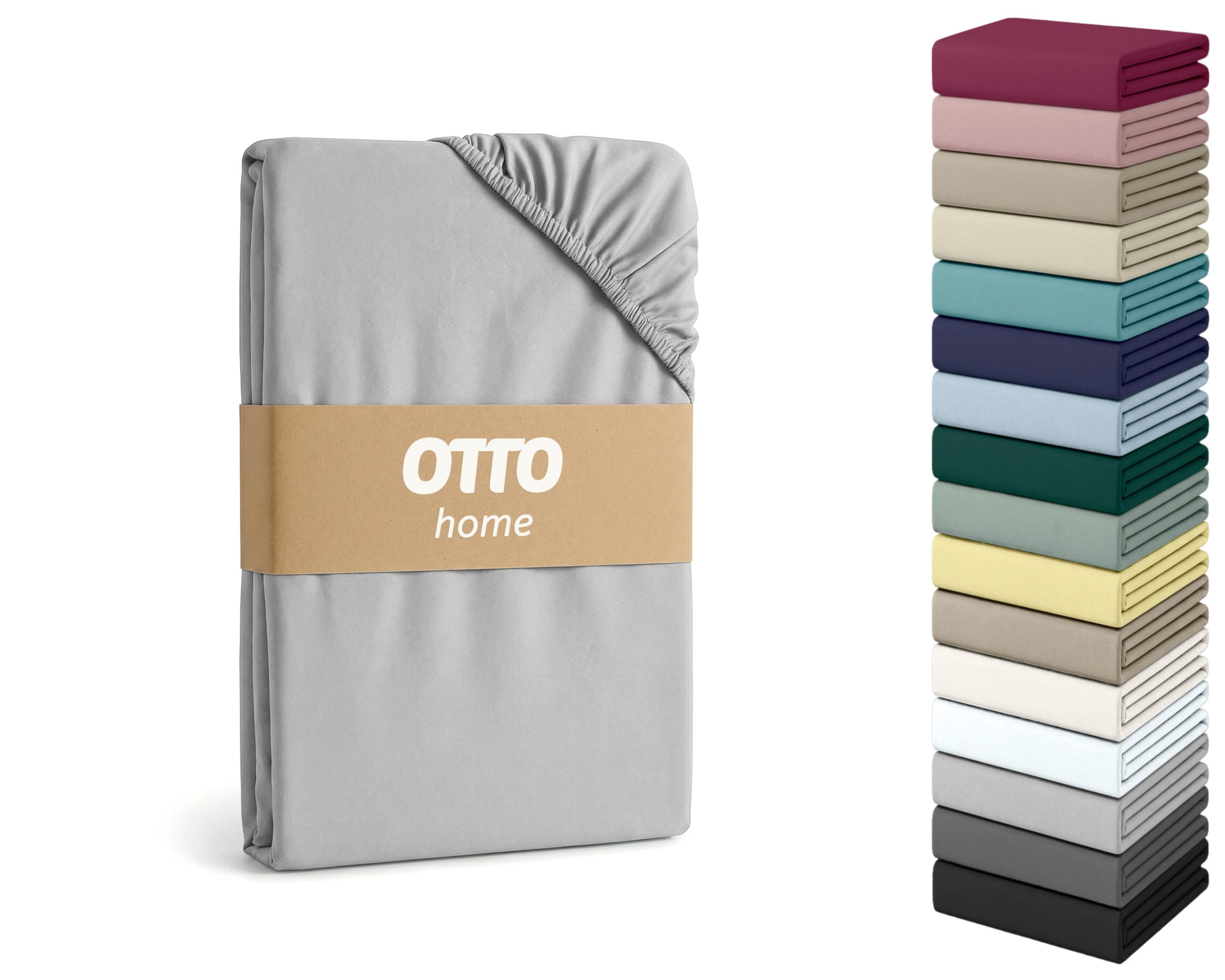 OTTO home Spannbettlaken Cremona, Basic & Premium Qualität mit Elasthan, Jersey (145 g/m), Gummizug: rundum, (1 Stück), Bettlaken für Matratzen von 20-25 cm Höhe, 96% Baumwolle & 4% Elasthan