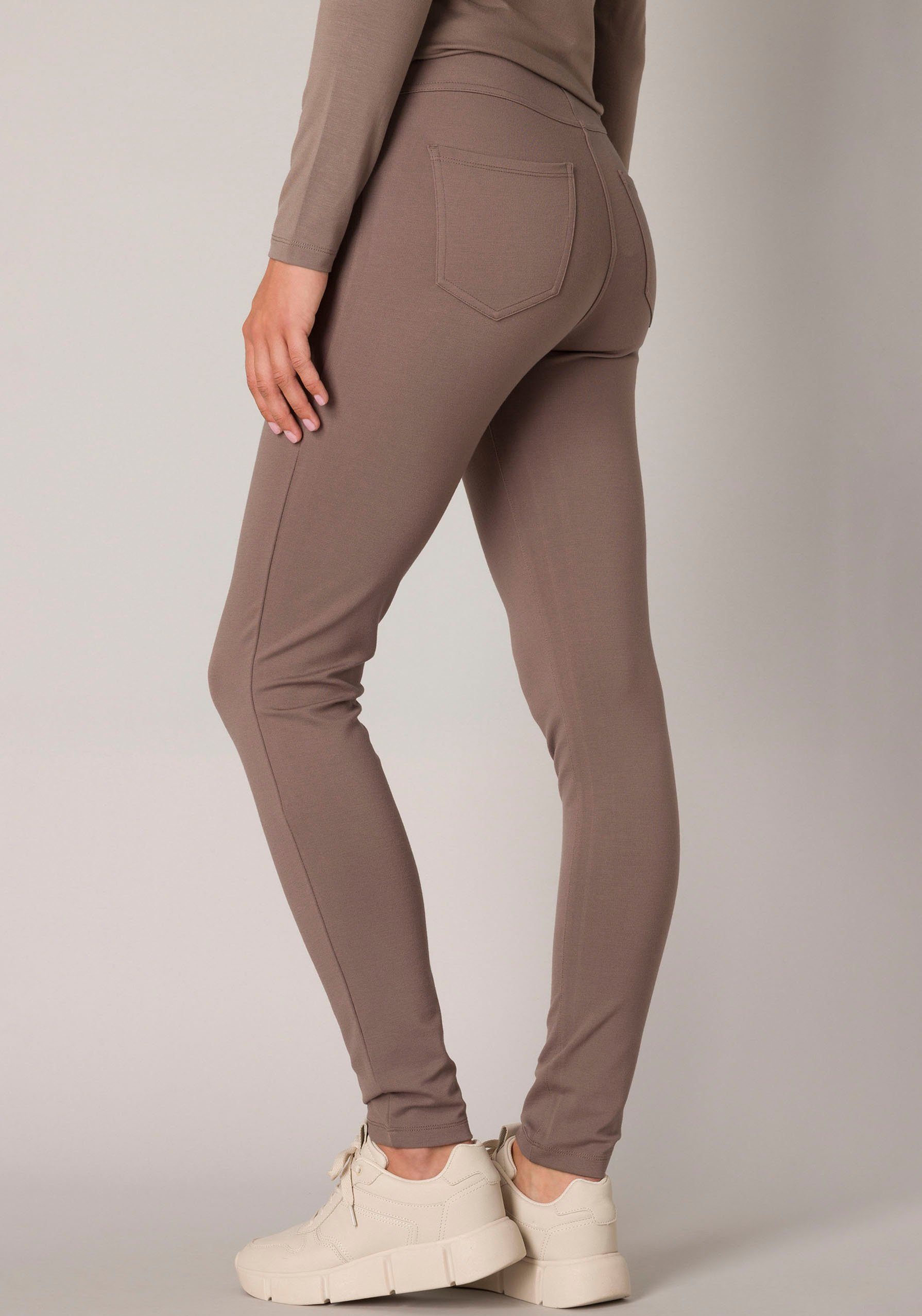 Base Level Treggings taupe elastischem dark Bund mit