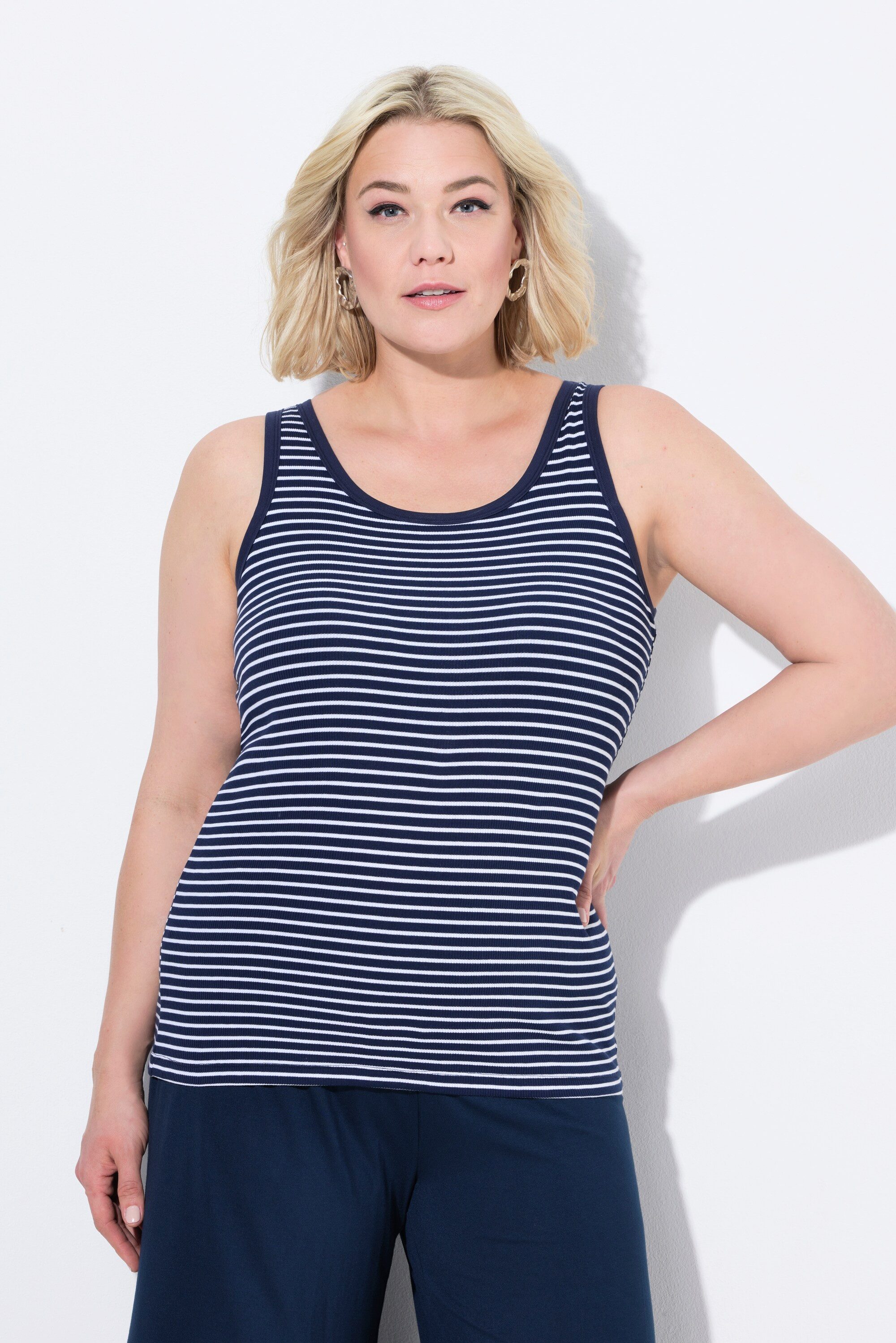 Ulla Popken Longtop BH-Top Streifen Rundhals ärmellos