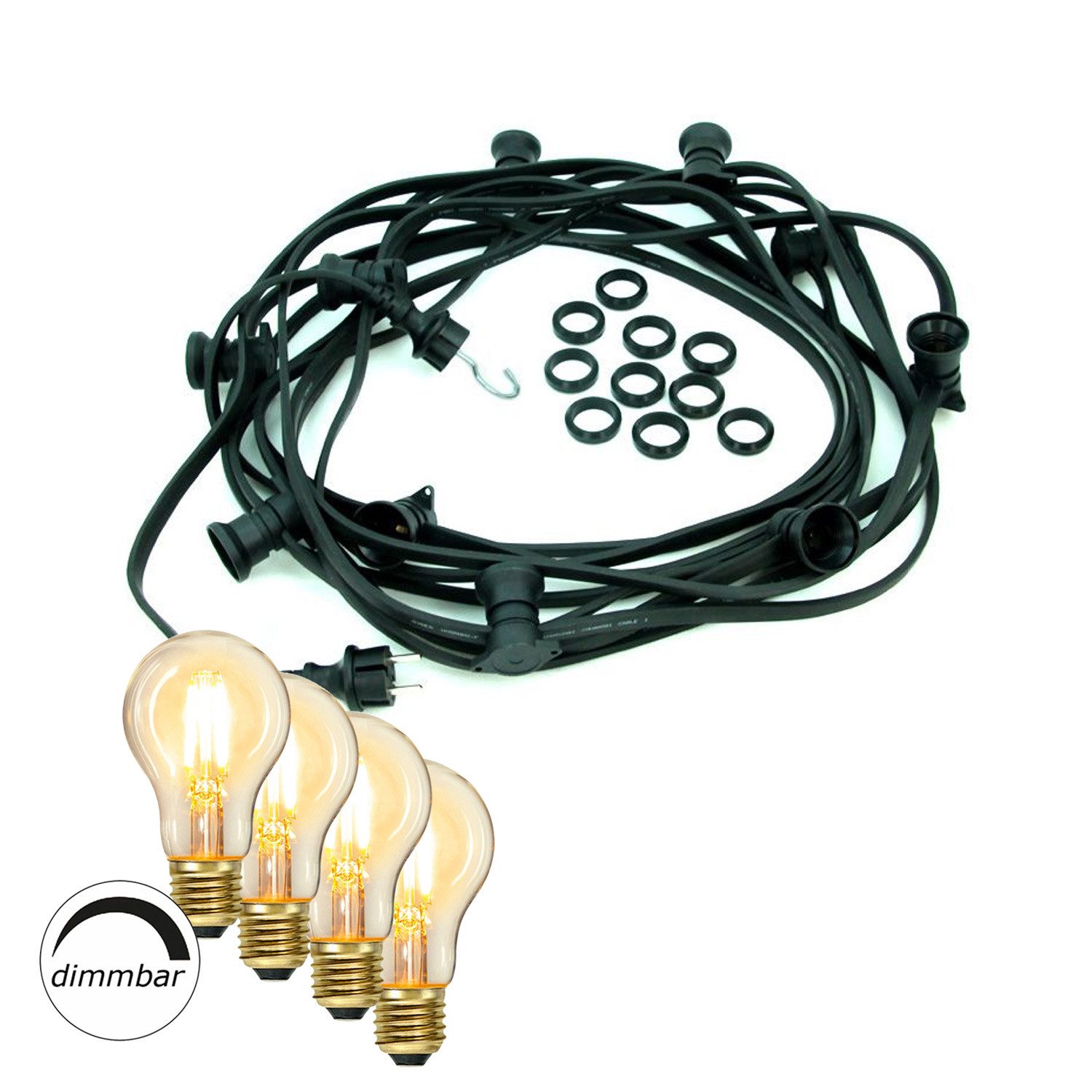 SPICELITE LED-Lichterkette Illu- Party Garten Außenlichterkette 50m 50x dimmbare Glühbirne, 50-flammig