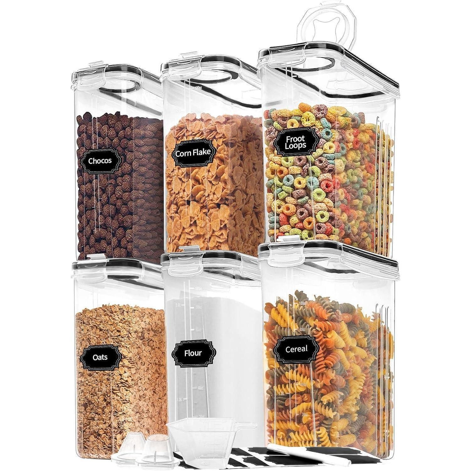 LuxusKollektion Müslispender Müslibehälter 6 luftdicht Frischhaltedosen Deckel 6er-pack