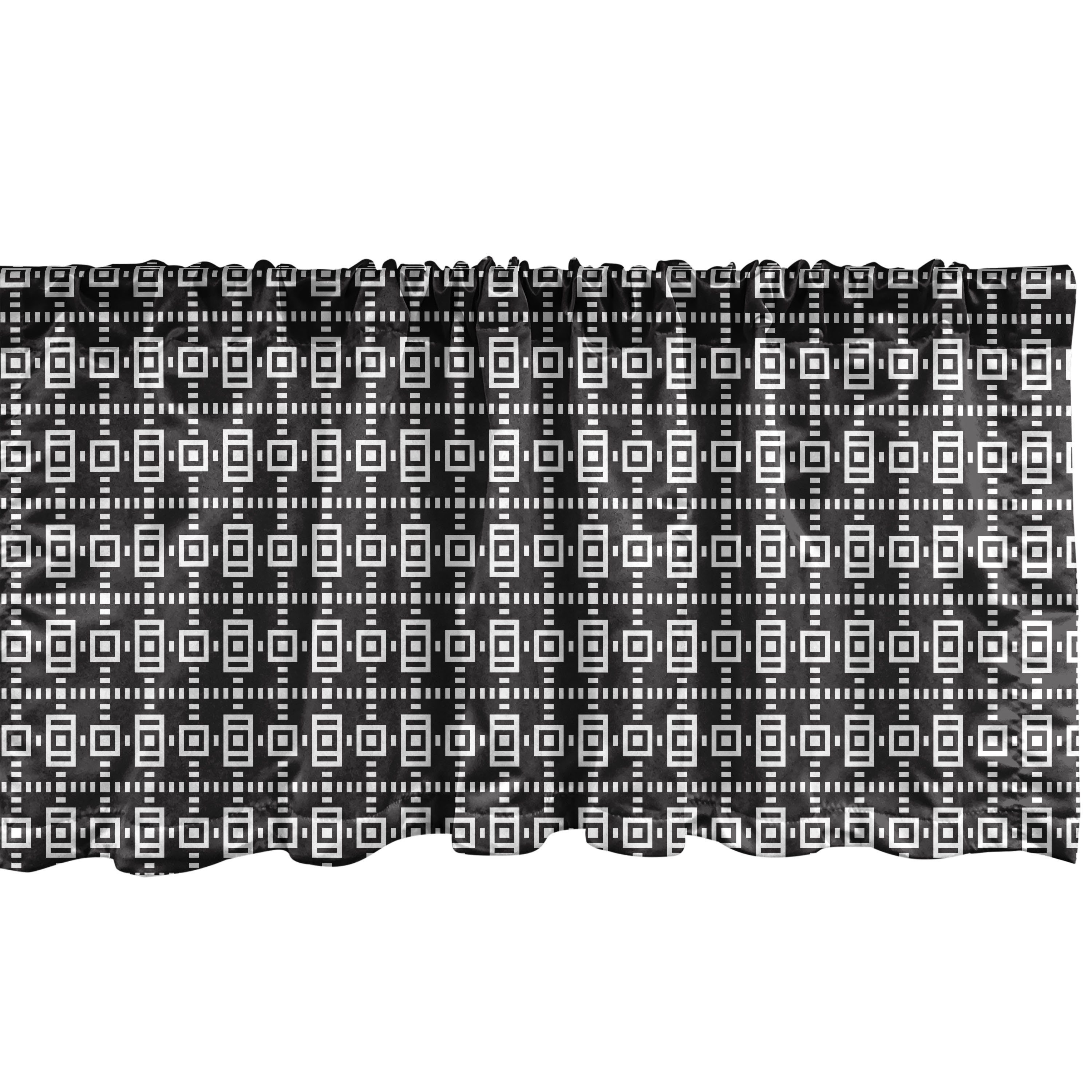 Scheibengardine Vorhang Volant für Küche Schlafzimmer Dekor mit Stangentasche, Abakuhaus, Microfaser, Geometrisch Regelmäßige Strukturformen