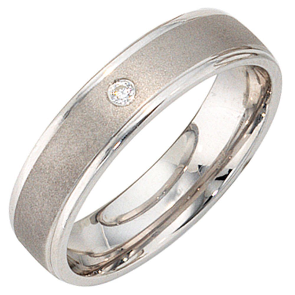 Schmuck Krone Silberring Ring Damenring mit Zirkonia 925 Silber mattiert  Breite 5mm Damen Silberring, Silber 925