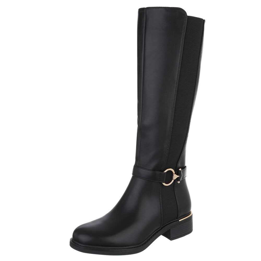 Ital-Design Elegante Damen-Stiefel mit elastischen Einsätzen günstig online kaufen
