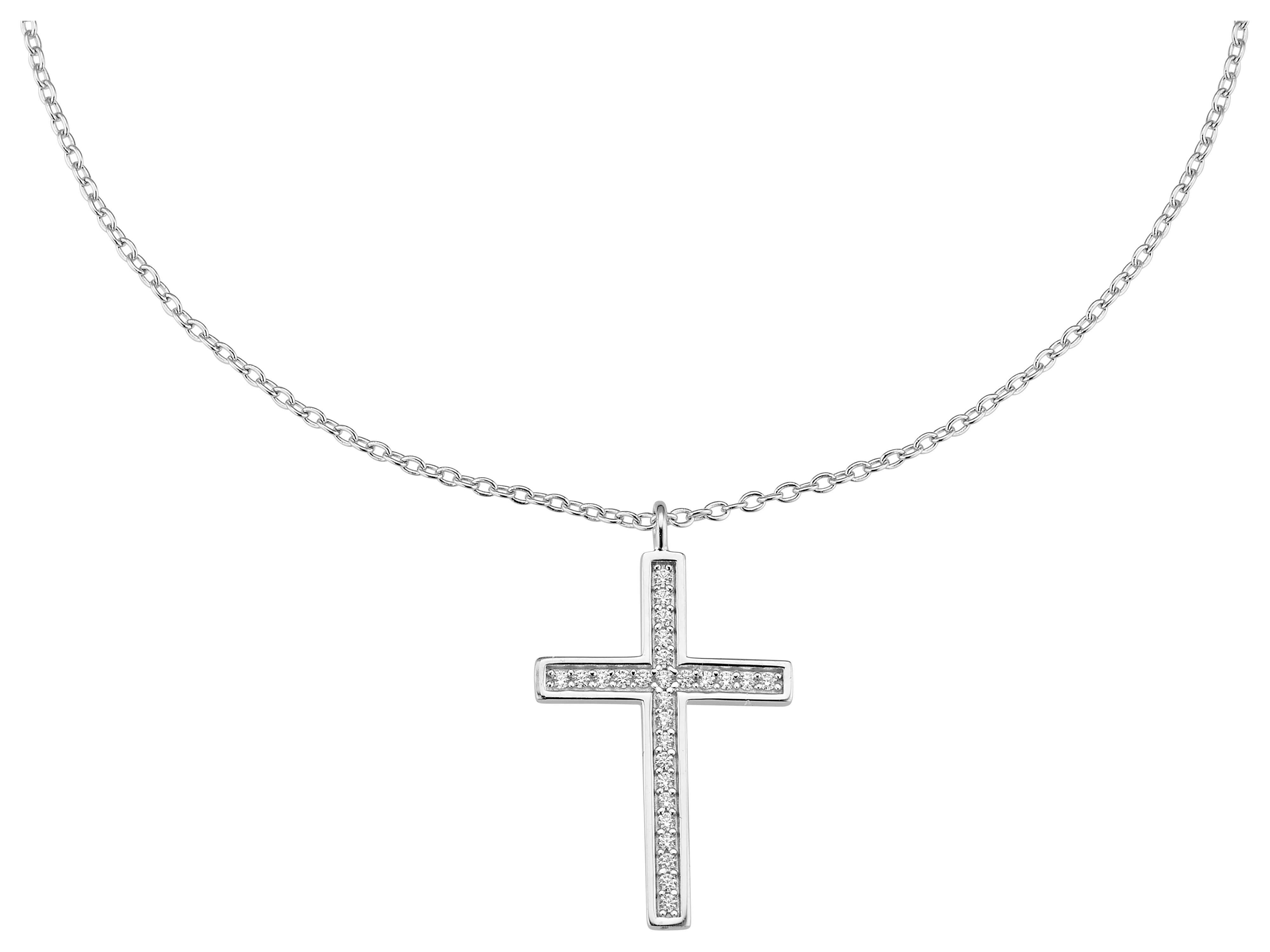 Firetti Kette mit Anhänger Schmuck Geschenk Silber 925 Halsschmuck Anhänger Kreuz, mit Zirkonia (synth)