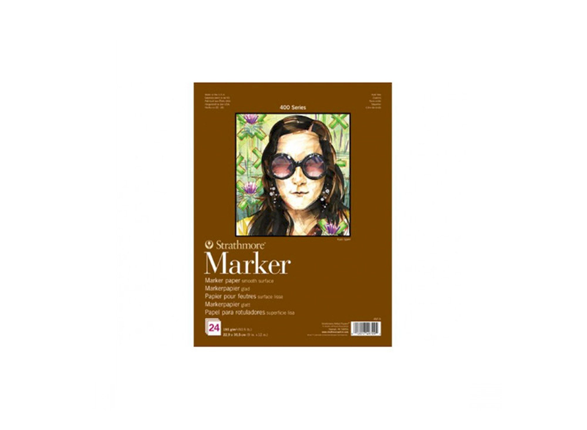 Strathmore Artist Papers™ Zeichenblock 400 Series Marker, Klebegebunden, 27,9 x 35,6 cm, 190 g/m², 24 Blatt