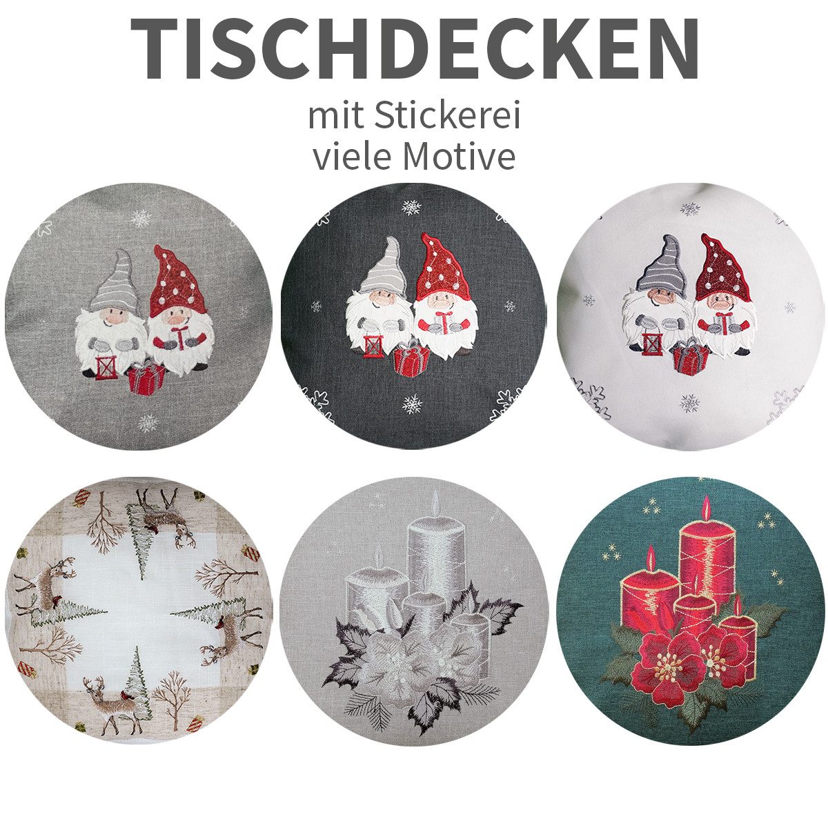 matches21 HOME & HOBBY Tischdecke Tischdecke ELLY Rehe Winter Weihnachten Polyester 60 x 60 cm (1-tlg), Pflegeleicht & waschbar bei 30 °C