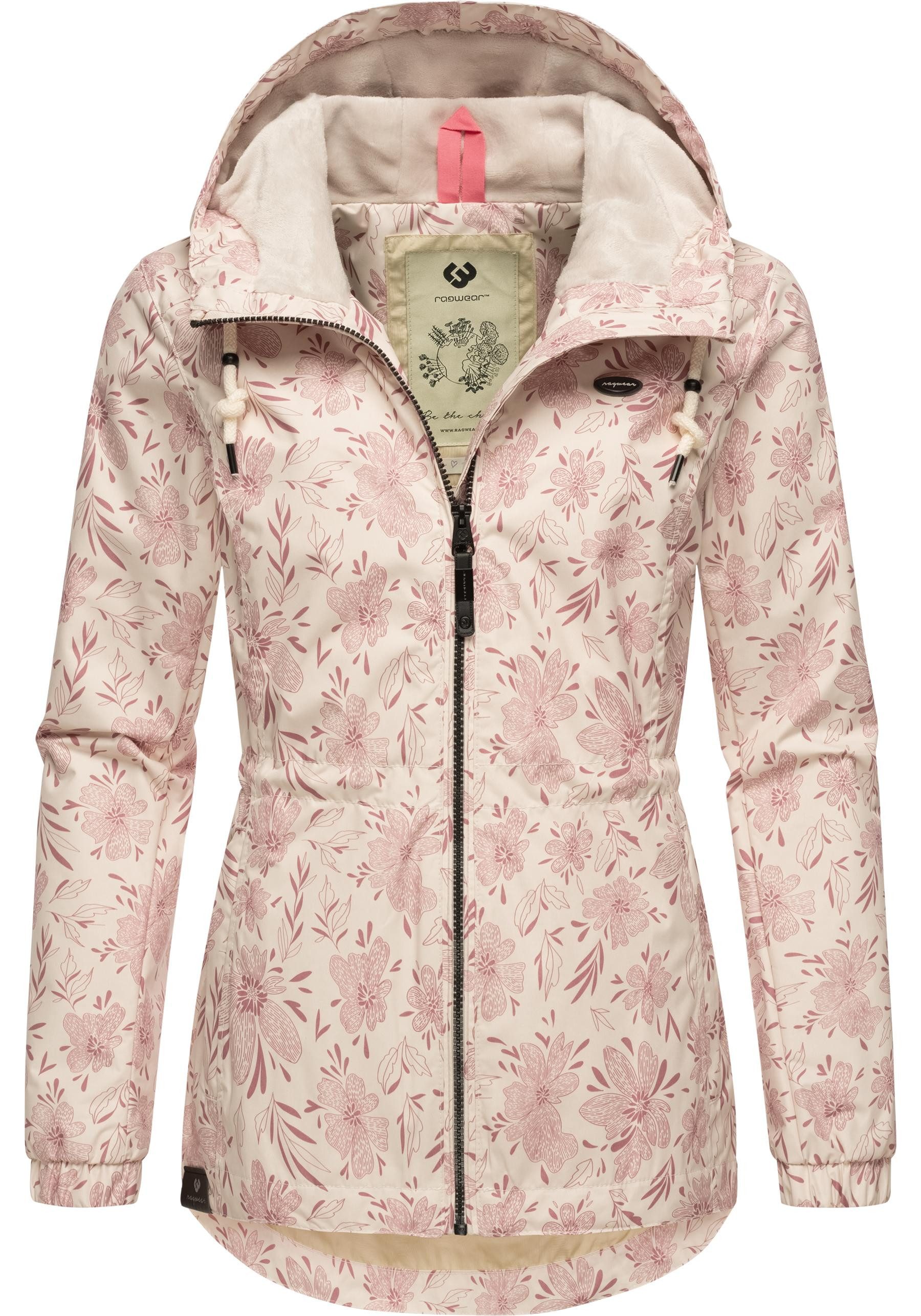 Ragwear Outdoorjacke Dankka Spring Wasserdichte Damen Jacke mit floralem Allover-Print