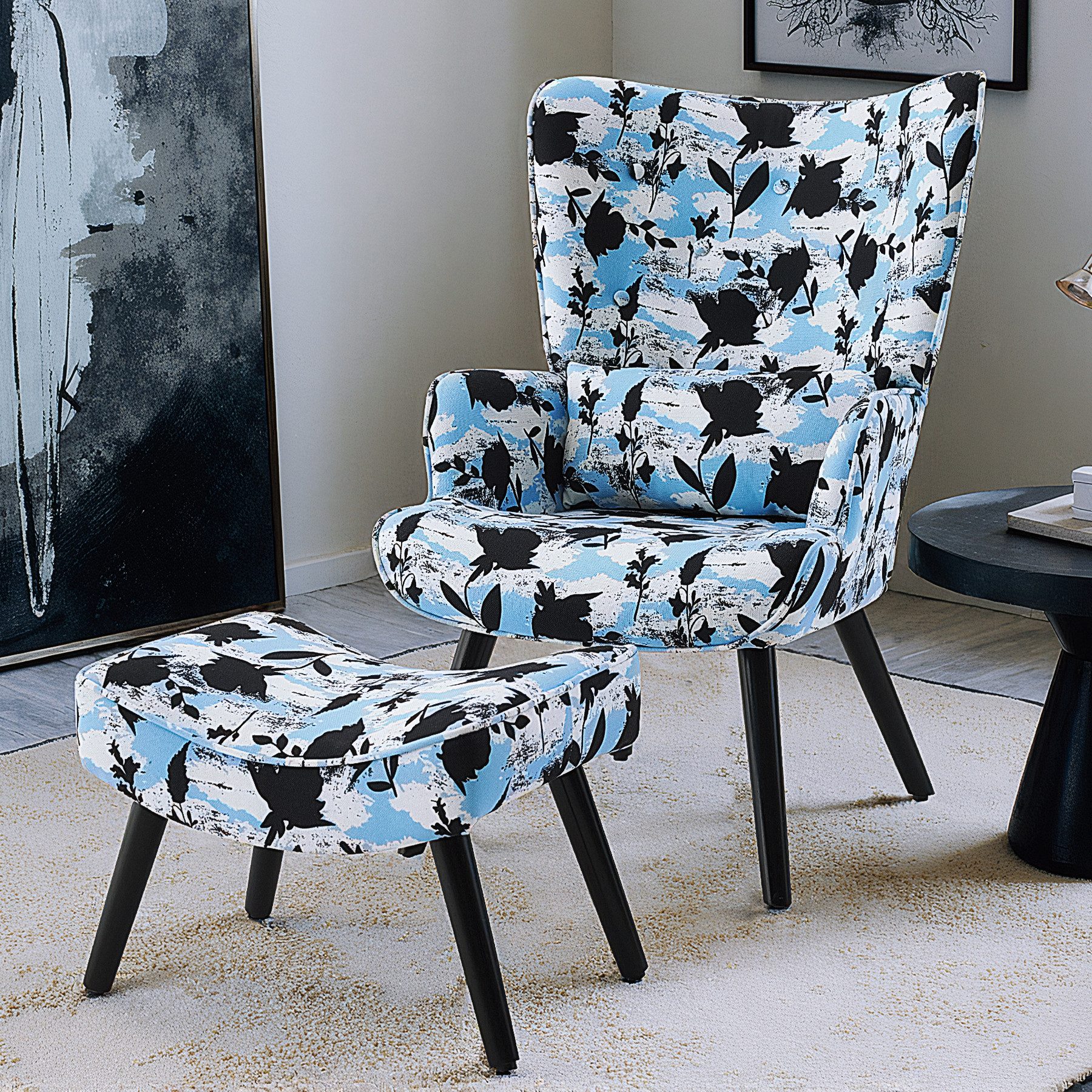 HomeMiYN Ohrensessel Relaxsessel Lehnstühle Patchwork Ohrensessel günstig online kaufen