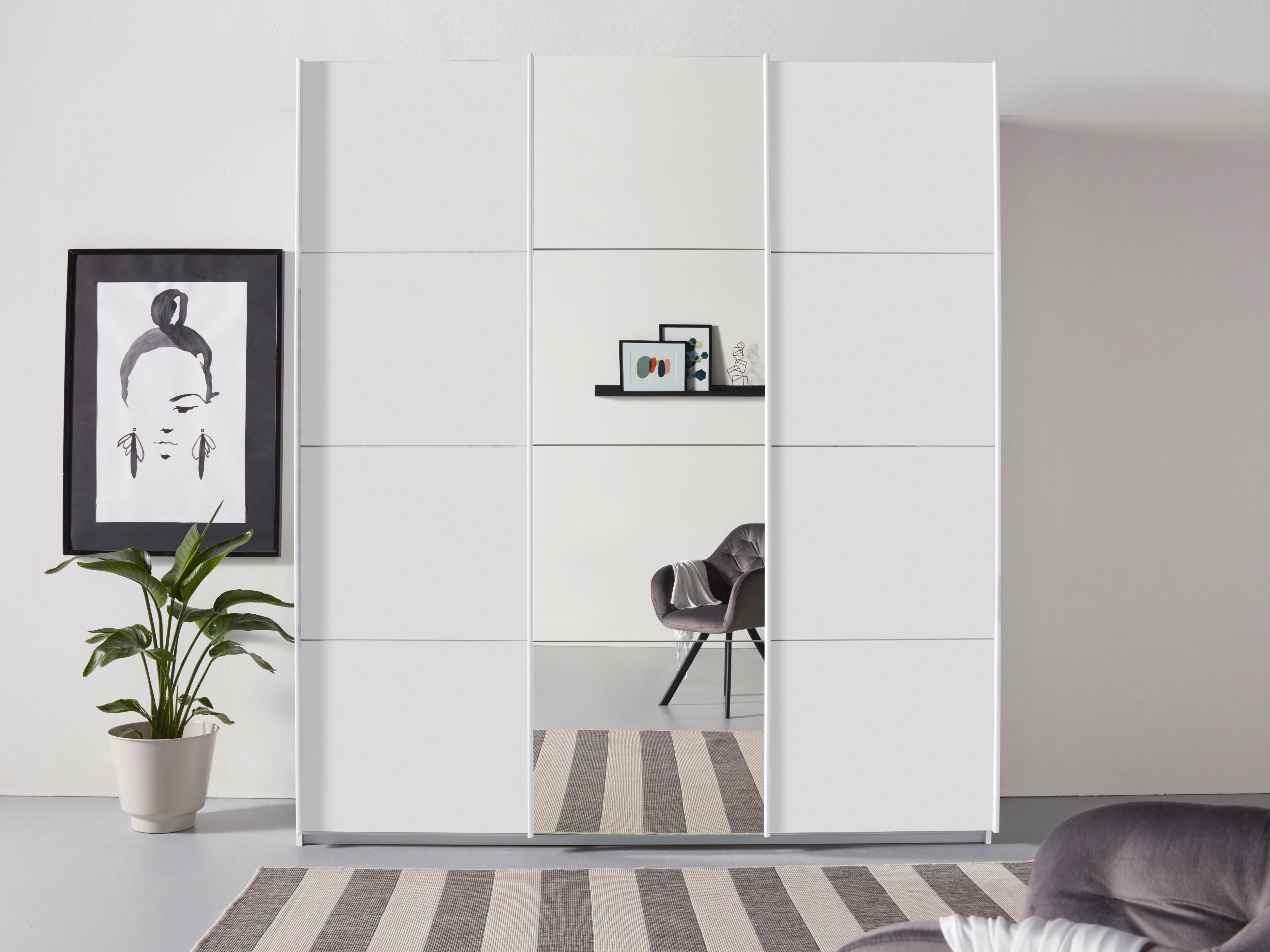 rauch Schwebetürenschrank Kleiderschrank Schrank Garderobe TOPSELLER OTELI inkl. Inneneinteilung (Breiten 203/271/315/360 cm Höhen 210/229 cm) mit 3 Innenschubladen sowie zusätzlichen Einlegeböden MADE IN GERMANY