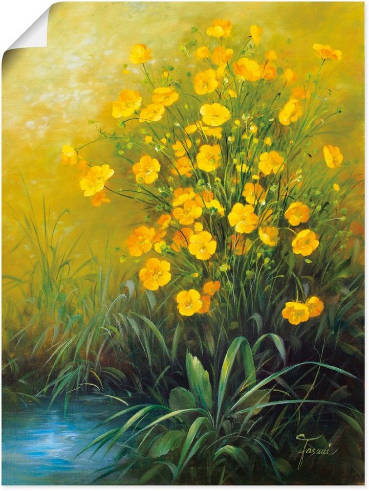 Blumen, Wandbild als Alubild, Poster Wandaufkleber Größen Blumenbilder Artland (1 oder versch. Leinwandbild, Gelbe St), in