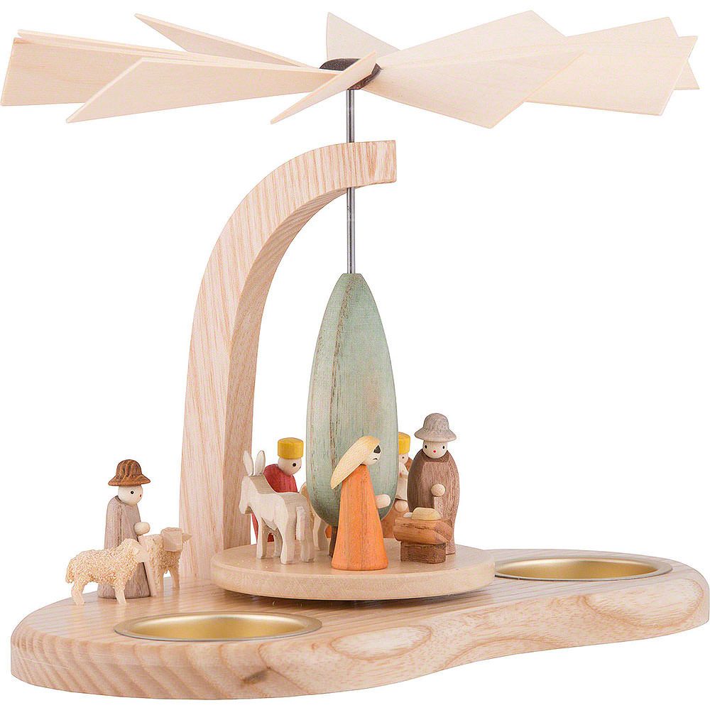 Seiffener Kunsthandwerk Theo Lorenz Weihnachtspyramide 1-stöckige Bogenpyramide Miniaturkrippe (17cm) von Theo Lorenz Kunstha