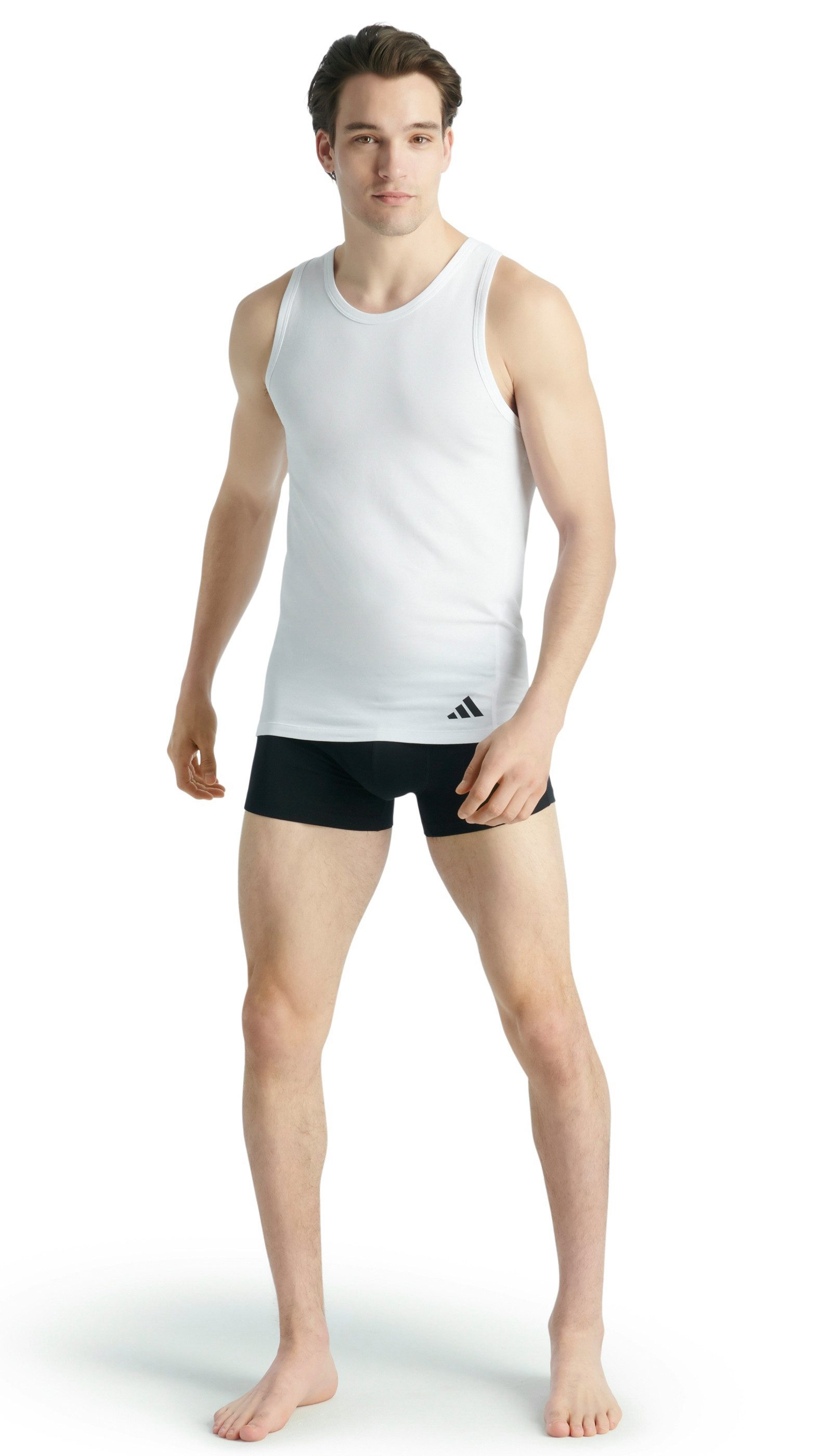 adidas Sportswear Tanktop Active Flex Cotton Ergonomic (2er Pack) mit belüfteter Netzpasse am Rücken, elastisch, Rundhalsausschnitt