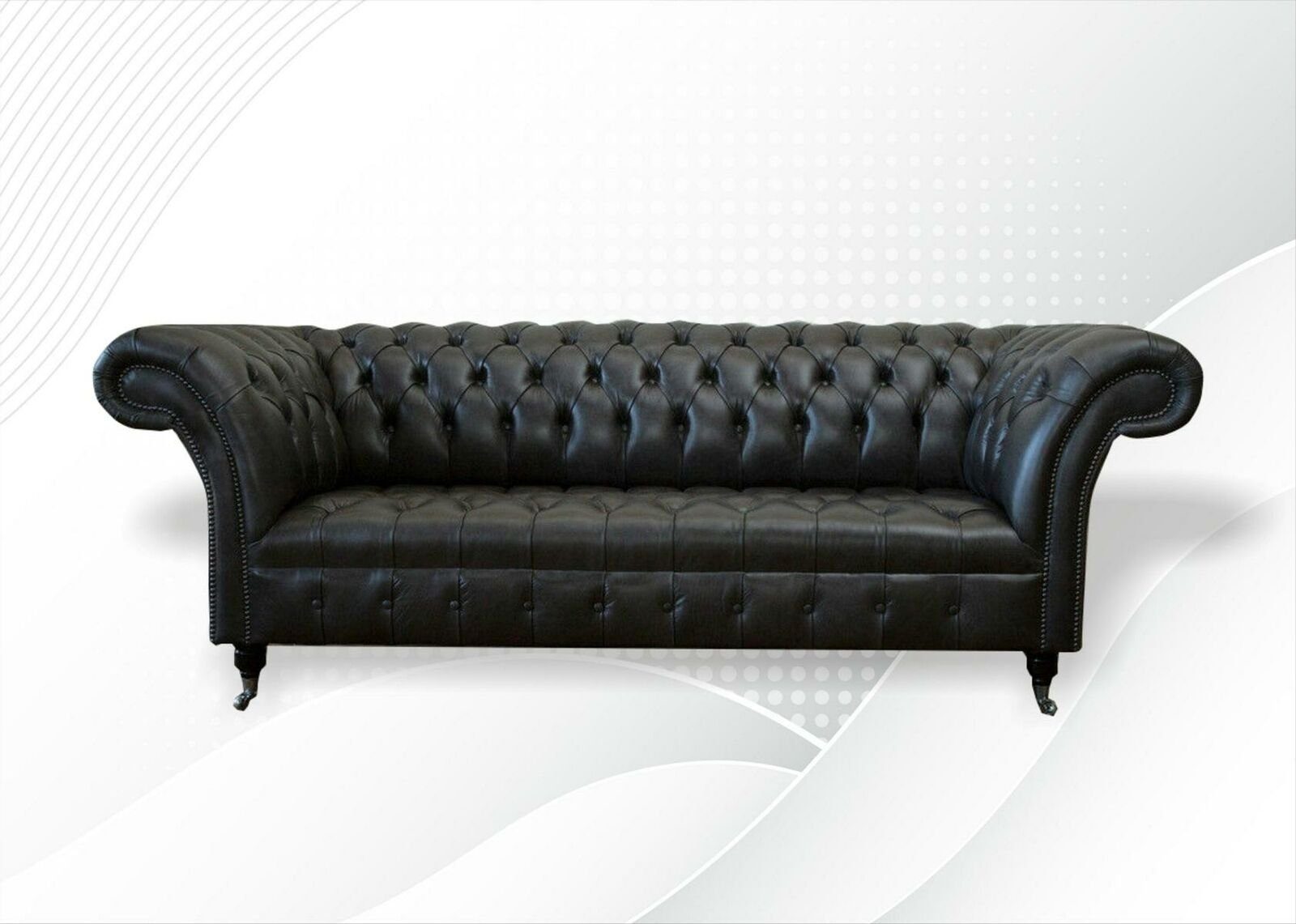 JVmoebel Sofa Schwarzer Chesterfield Dreisitzer Polster 3-er Couch Neu, Made in Europe