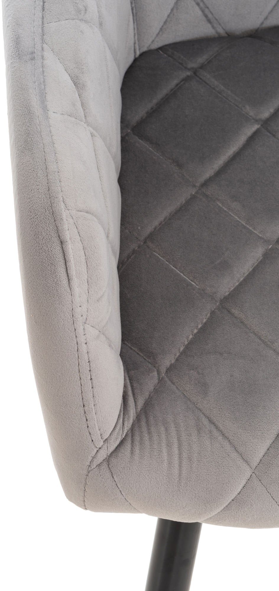 Sitzfläche - - Polsterstuhl), - Shyva schwarz gepolsterter grau (Küchenstuhl - Esstischstuhl Samt mit hochwertig Wohnzimmerstuhl TPFLiving Gestell: Sitzfläche: - Metall Konferenzstuhl Esszimmerstuhl