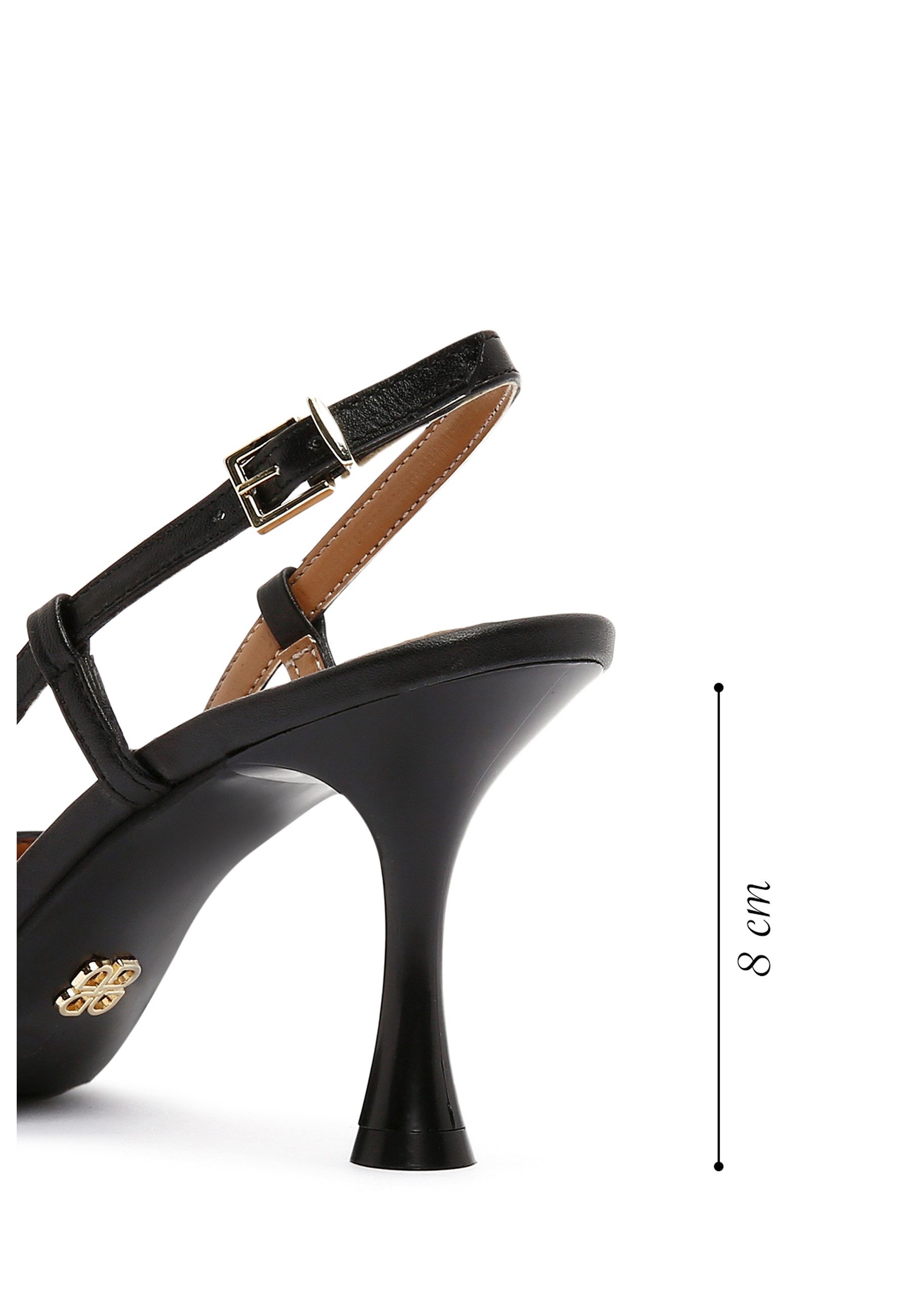 Derimod Slingback-Pumps aus Leder mit hohem Absatz Pumps Echtes Leder, Spitze Zehenpartie,Slingback-Riemen,Ausgestellter Absatz