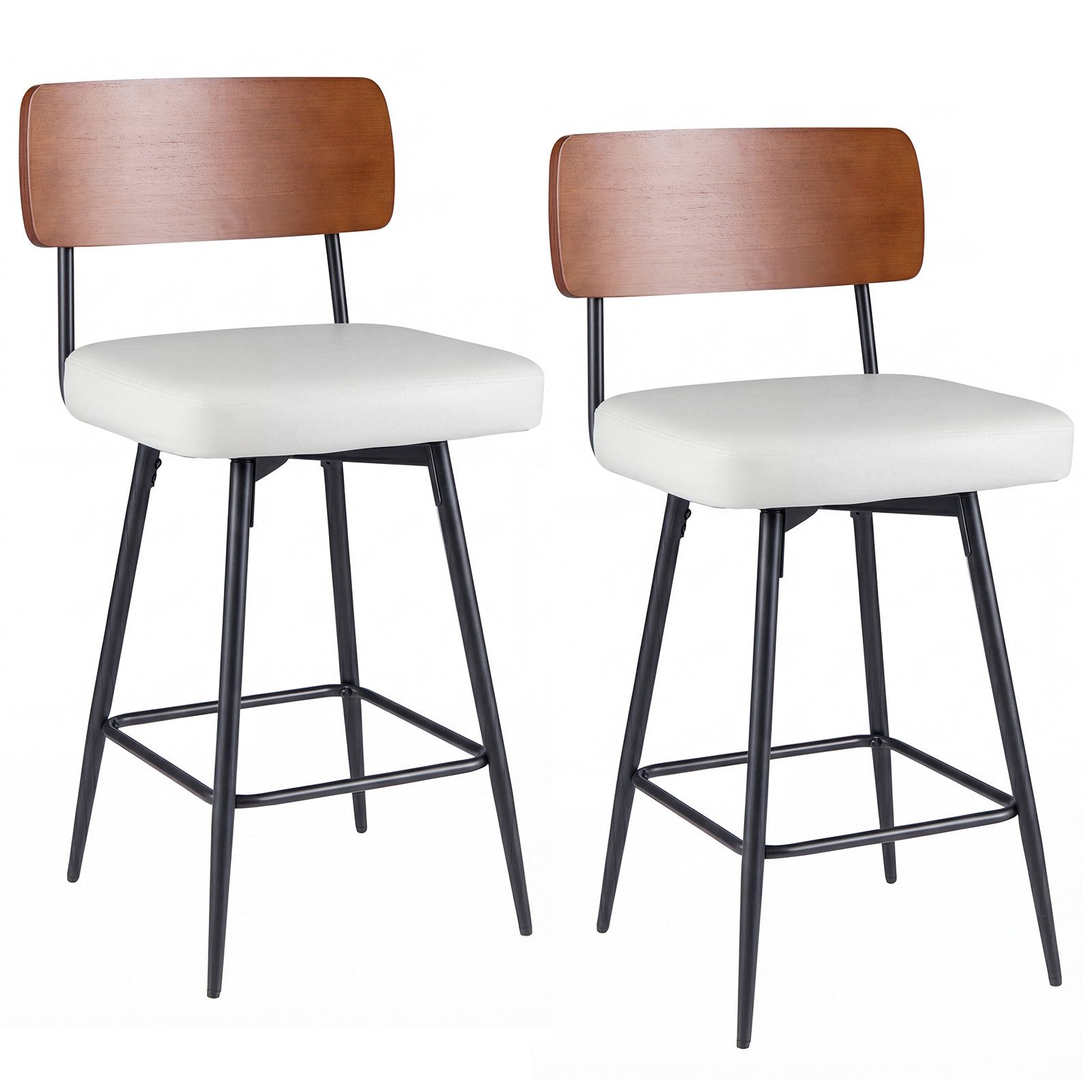 KOMFOTTEU Barhocker (2er Set), Küchenstuhl mit Rückenlehne & Fußstütze