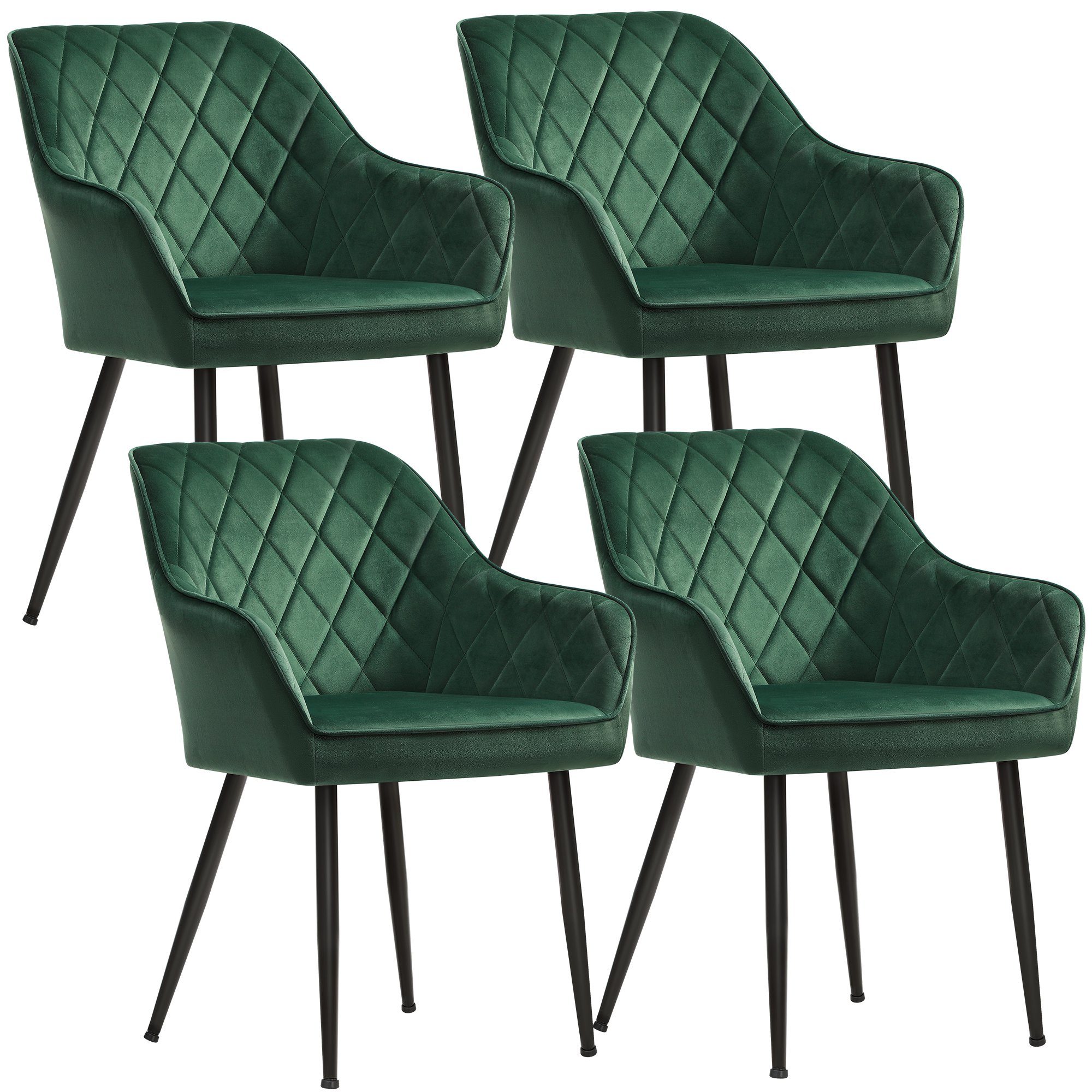 SONGMICS Esszimmerstuhl (4 St), Polsterstuhl, verstellbare Füße, Samt​ günstig online kaufen