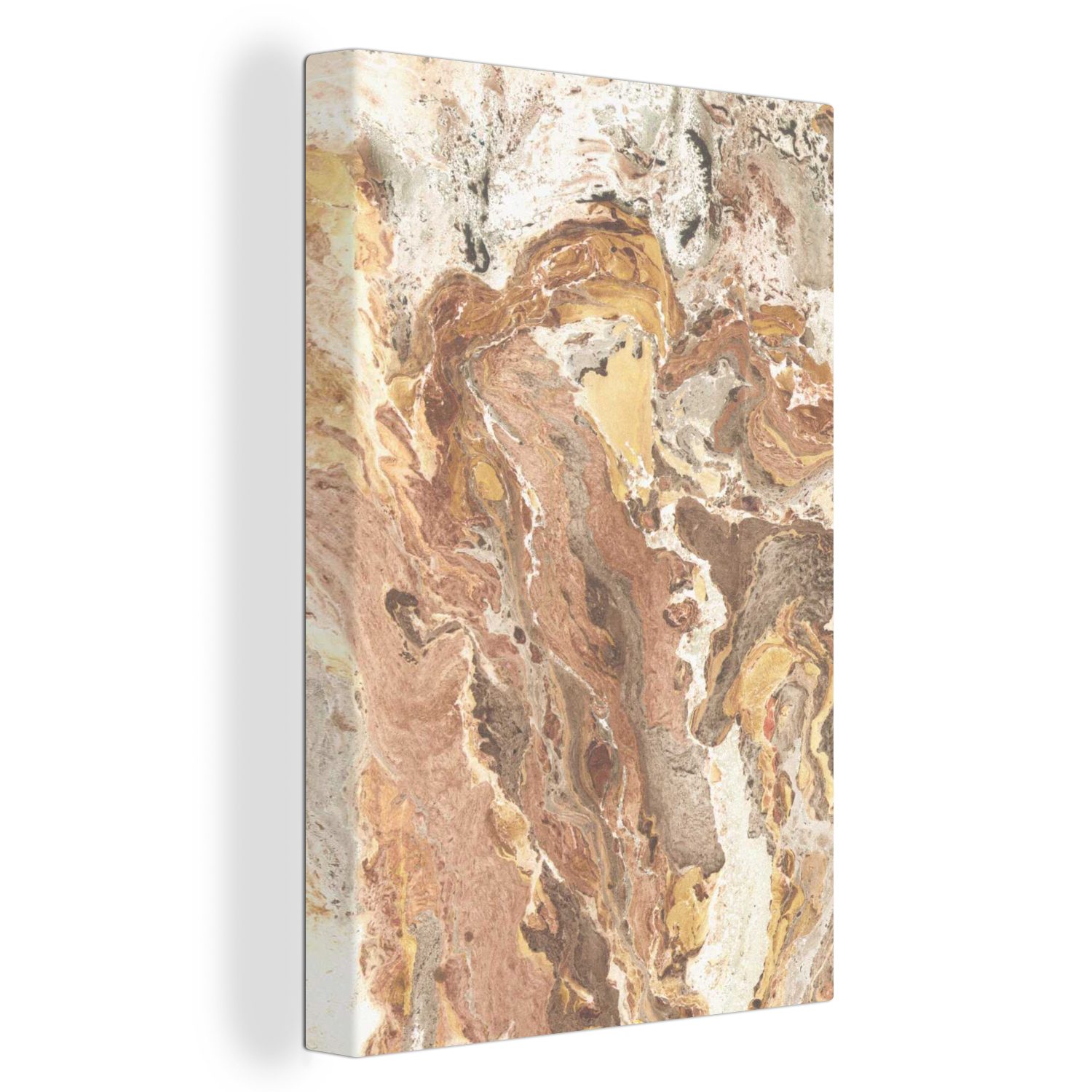 OneMillionCanvasses® Leinwandbild Braun - Granit - Kristalle, (1 St), Leinwandbild fertig bespannt inkl. Zackenaufhänger, Gemälde, 20x30 cm